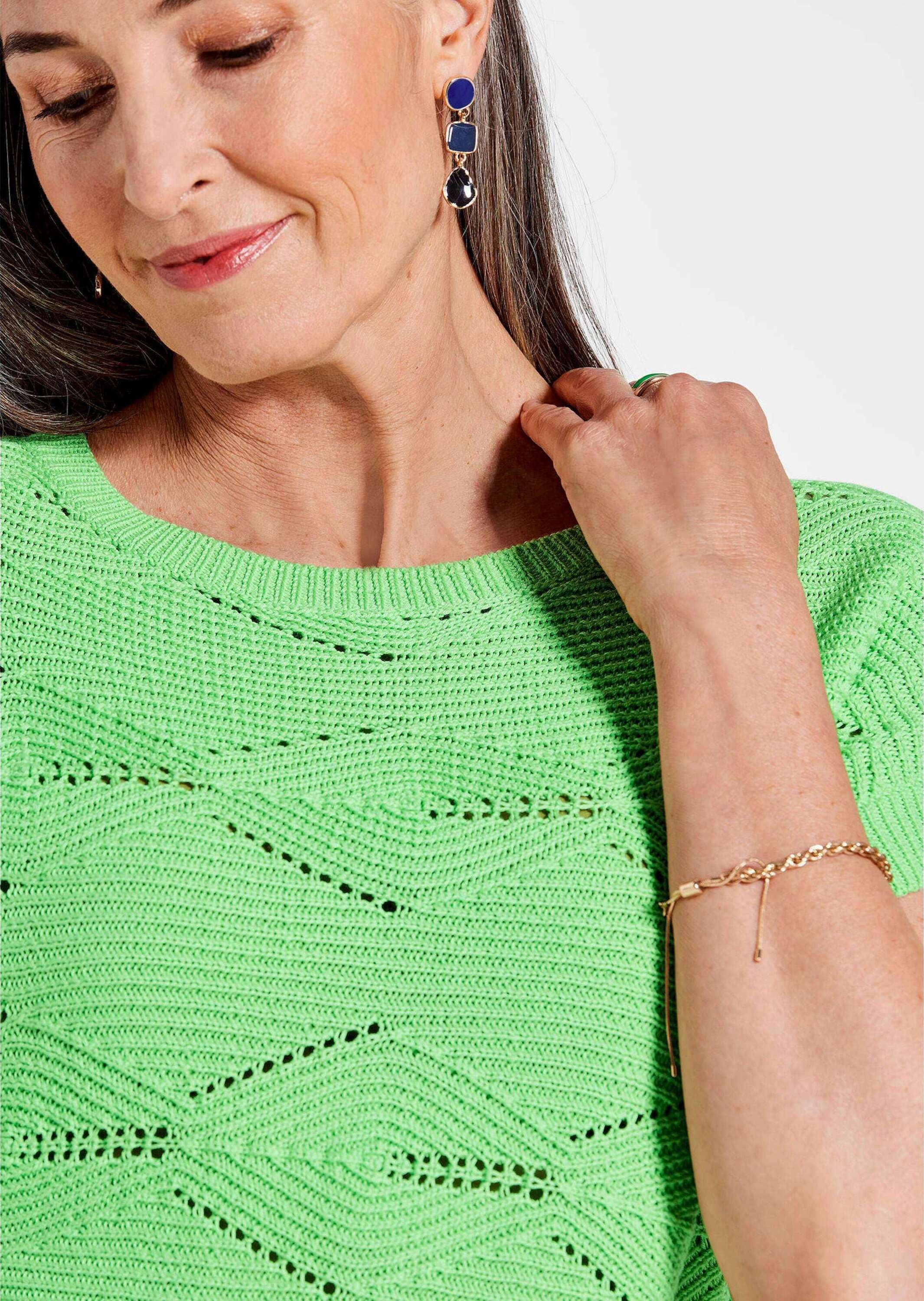 GOLDNER Strickpullover »Damen Halbarm Strickshirt Uni«