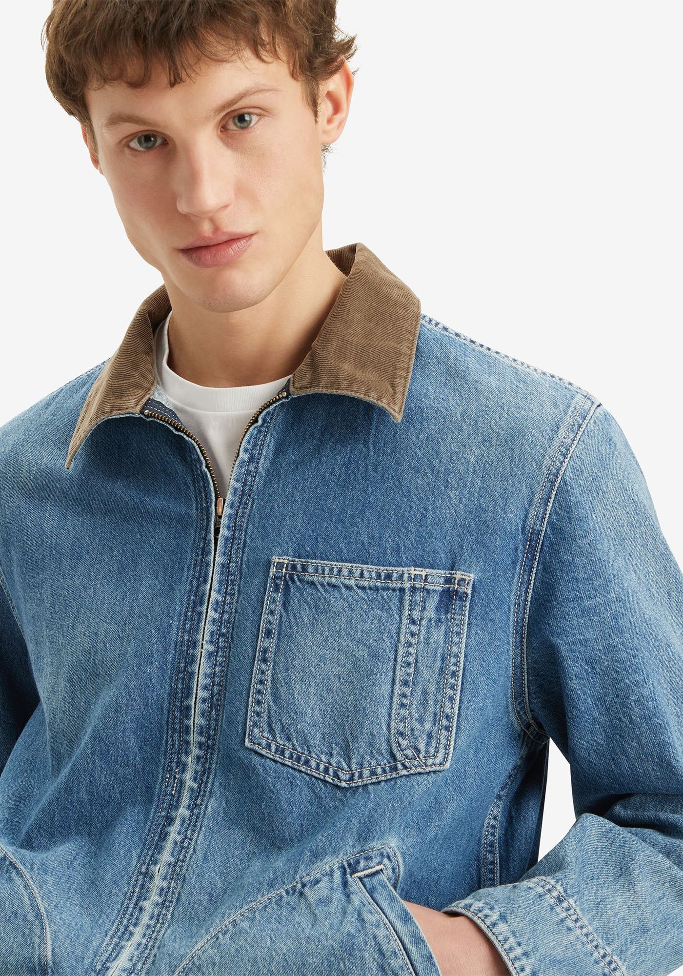 Levi's® Jeansjacke »FULL ZIP MECHANICS TRKR«, mit Zipper und Kragen mit Cordbesatz