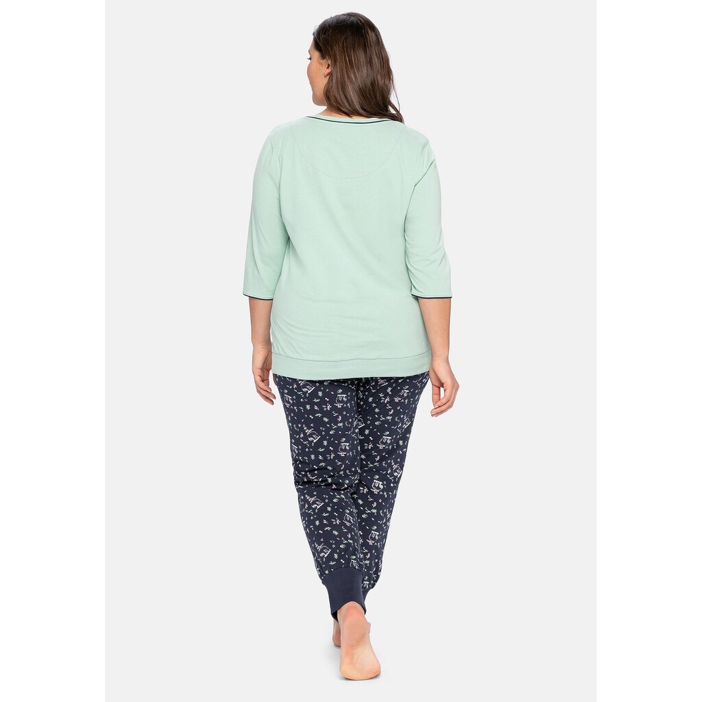 Sheego Pyjama »Schlafanzugset«, (Set), als 3/4-Arm-Shirt mit langer Hose