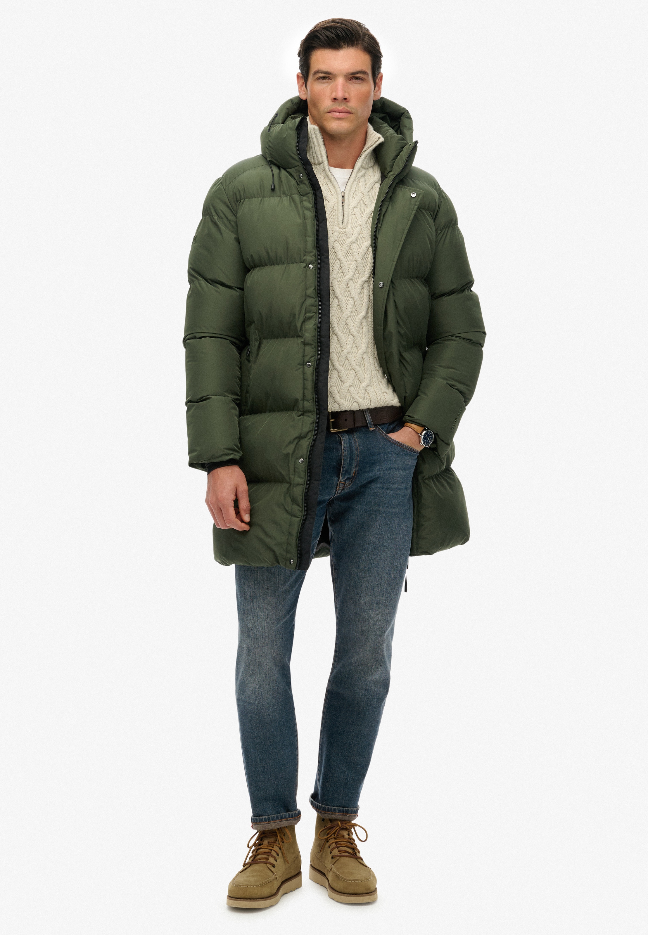 Superdry Steppjacke »HOODED SPORTS PUFFER MID JKT« mit Kapuze Kunstfaser, relaxed fit