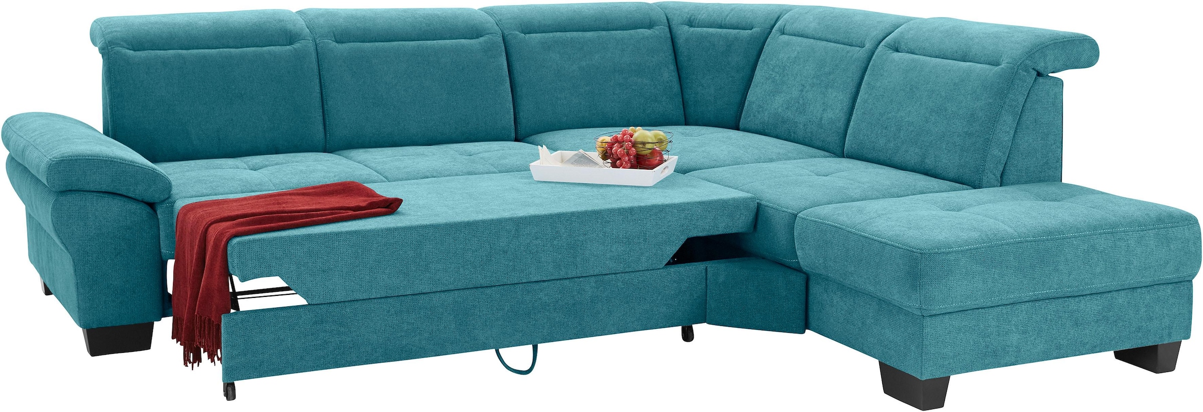 Places of Style Ecksofa »Cornwall L-Form«, incl. Sitztiefenverstellung, mit Bettfunktion und Kopfteilverstellung
