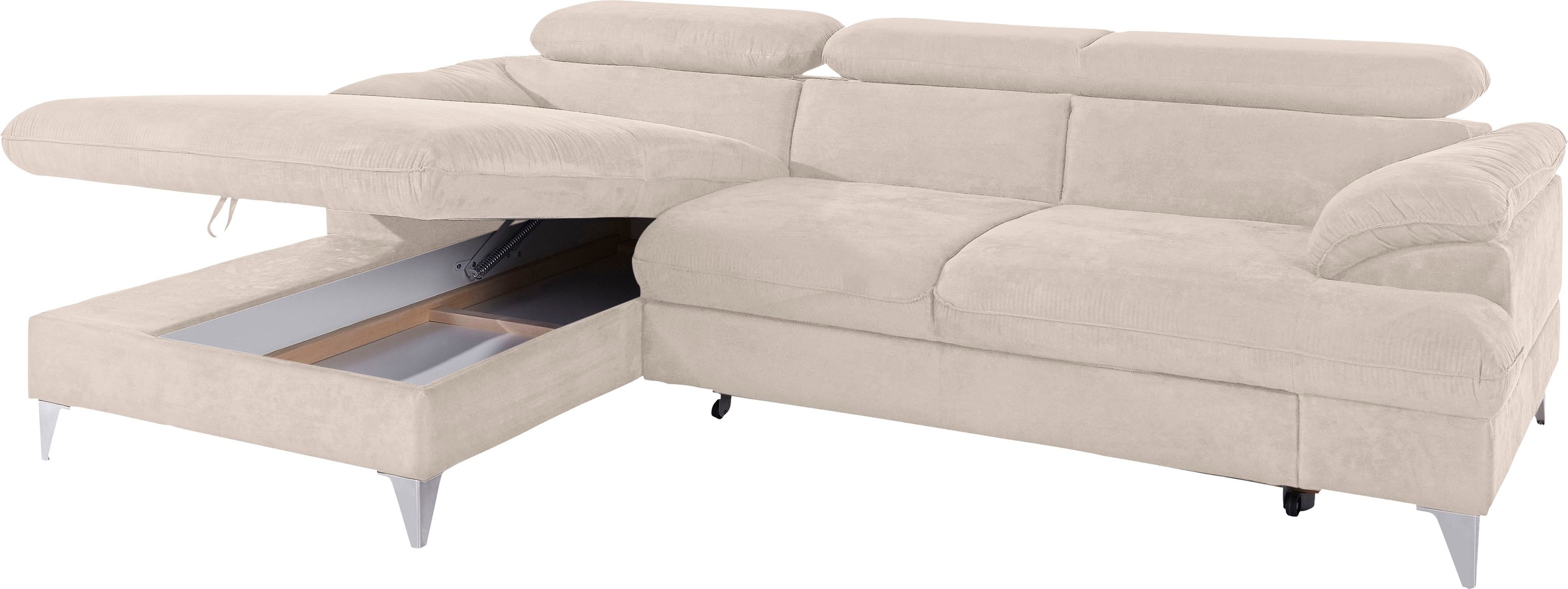COTTA Polstergarnitur »Caluso L-Form«, (2 tlg.), Set bestehend aus: Ecksofa mit Kopfteilverstellung & Hocker