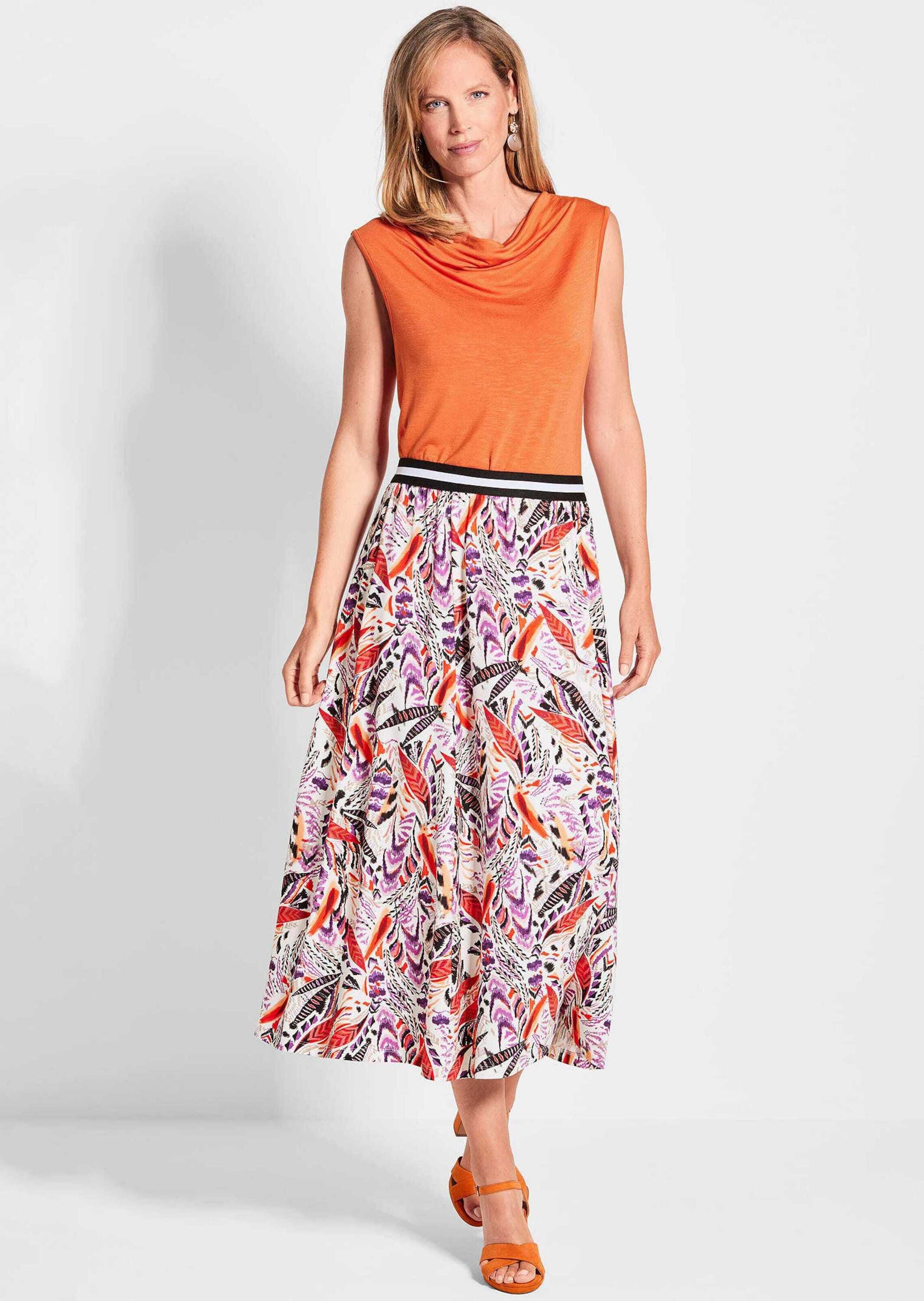 GOLDNER Maxirock »Kurzgröße Midi Ethno Rock mit Gummibund«