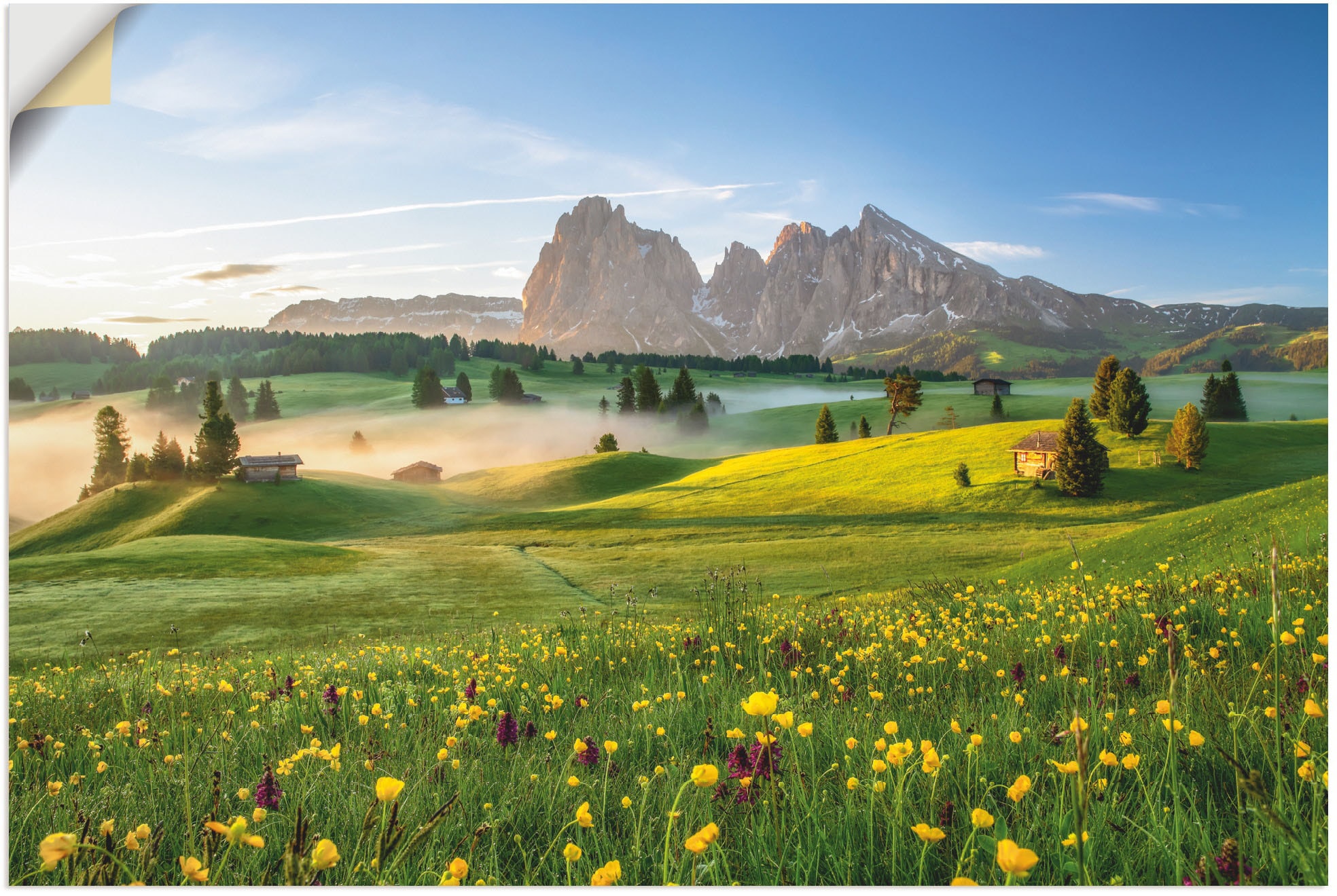 Artland Wandbild »Frühling auf der Seiser Alm«, Berge & Alpenbilder, (1 St.), als Alubild, Leinwandbild, Wandaufkleber oder Poster in versch. Größen