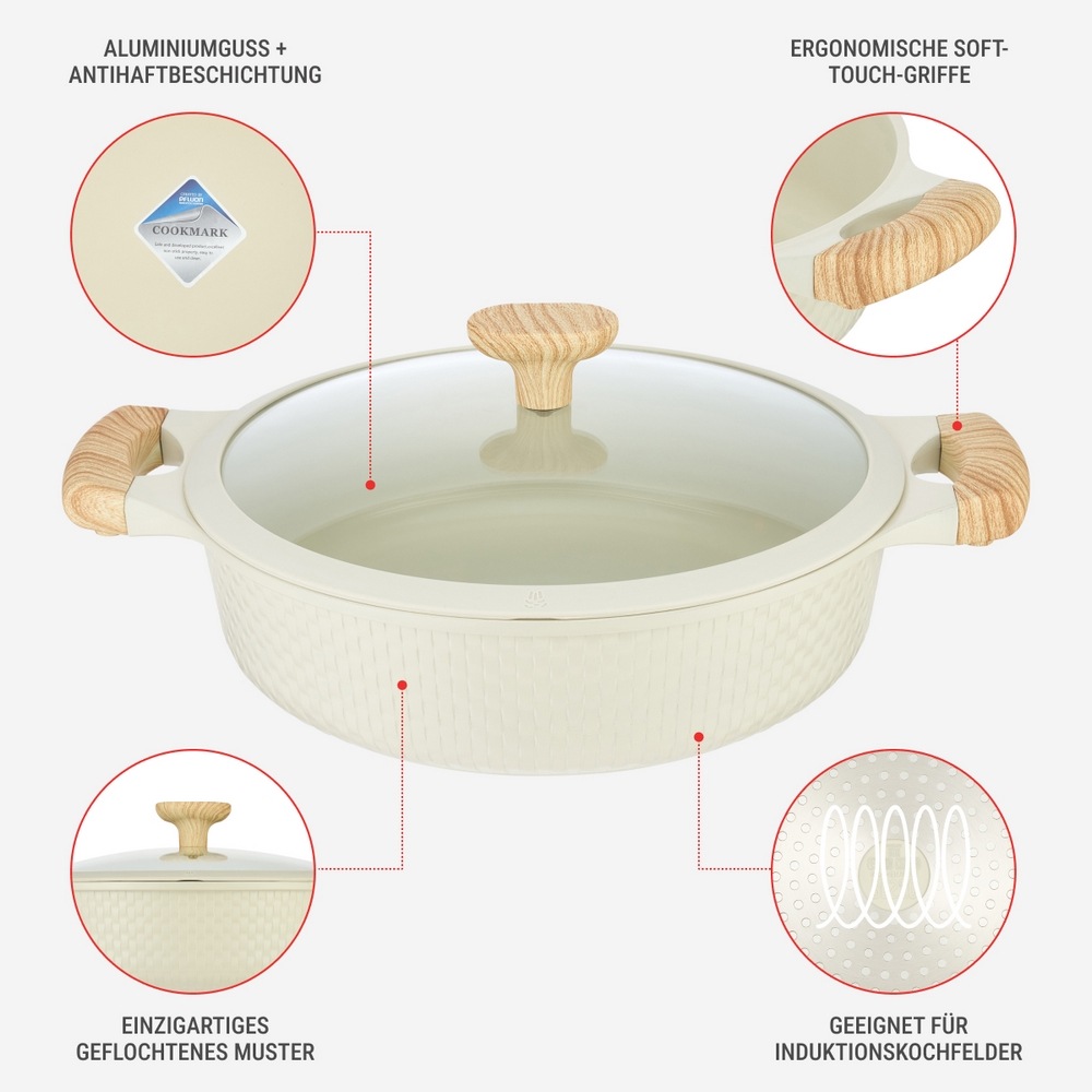 RESTO Kitchenware Bräter »Ran, Kochtopf antihaftbeschichtet und spülmaschinenfest«, Aluminiumguss, (2 tlg.), Geeignet für alle Herdarten, auch Induktion, im Geschenkkarton