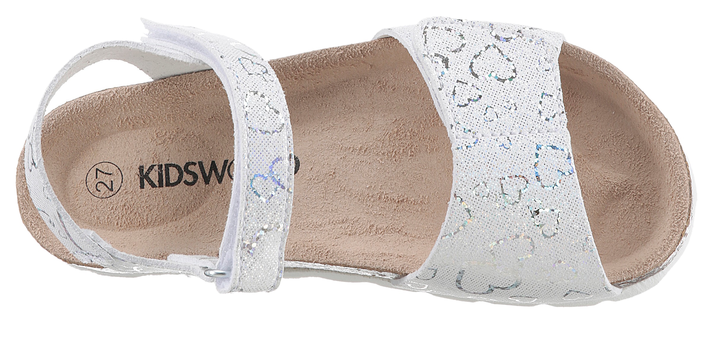 KIDSWORLD Sandale  , Sommerschuh, Klettschuh, Sandalette, mit schimmerndem Herzchenprint