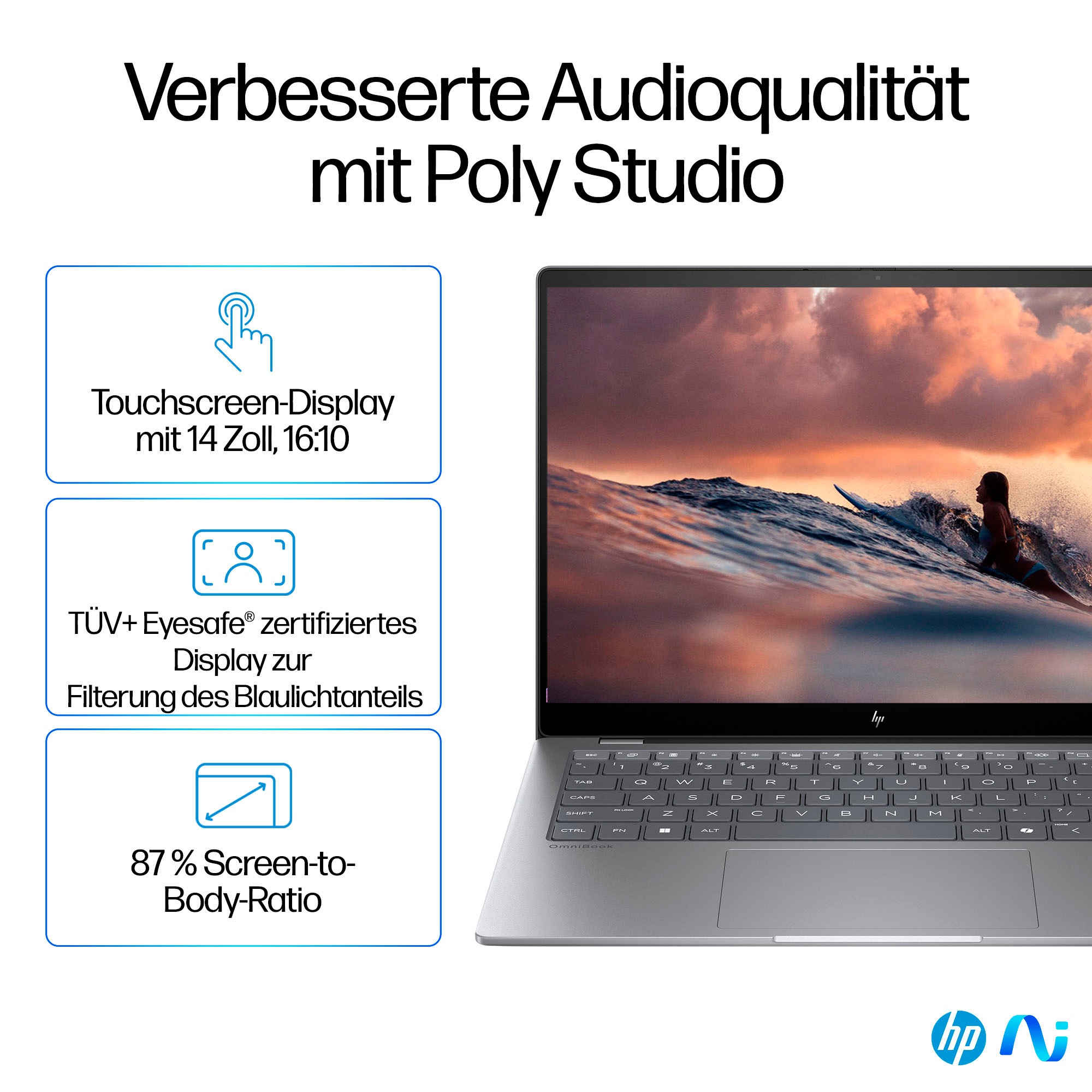 HP Notebook »OmniBook X 14-fe0060ng Silver«, 35,6 cm, / 14 Zoll, Qualcomm, Snapdragon X, Adreno, 1000 GB SSD