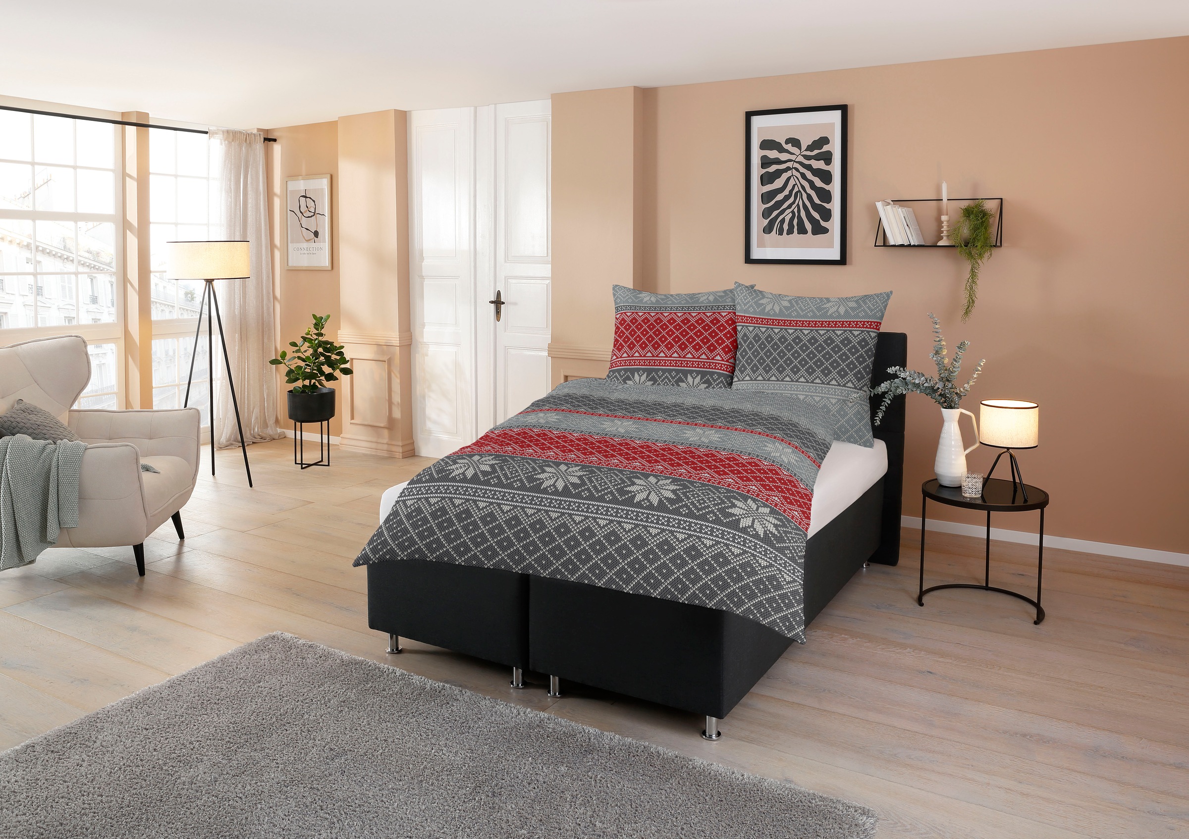 CASATEX Bettwäsche "Moldau" 3 Stk. norwegisches Muster, Schneekristalle, ru günstig online kaufen