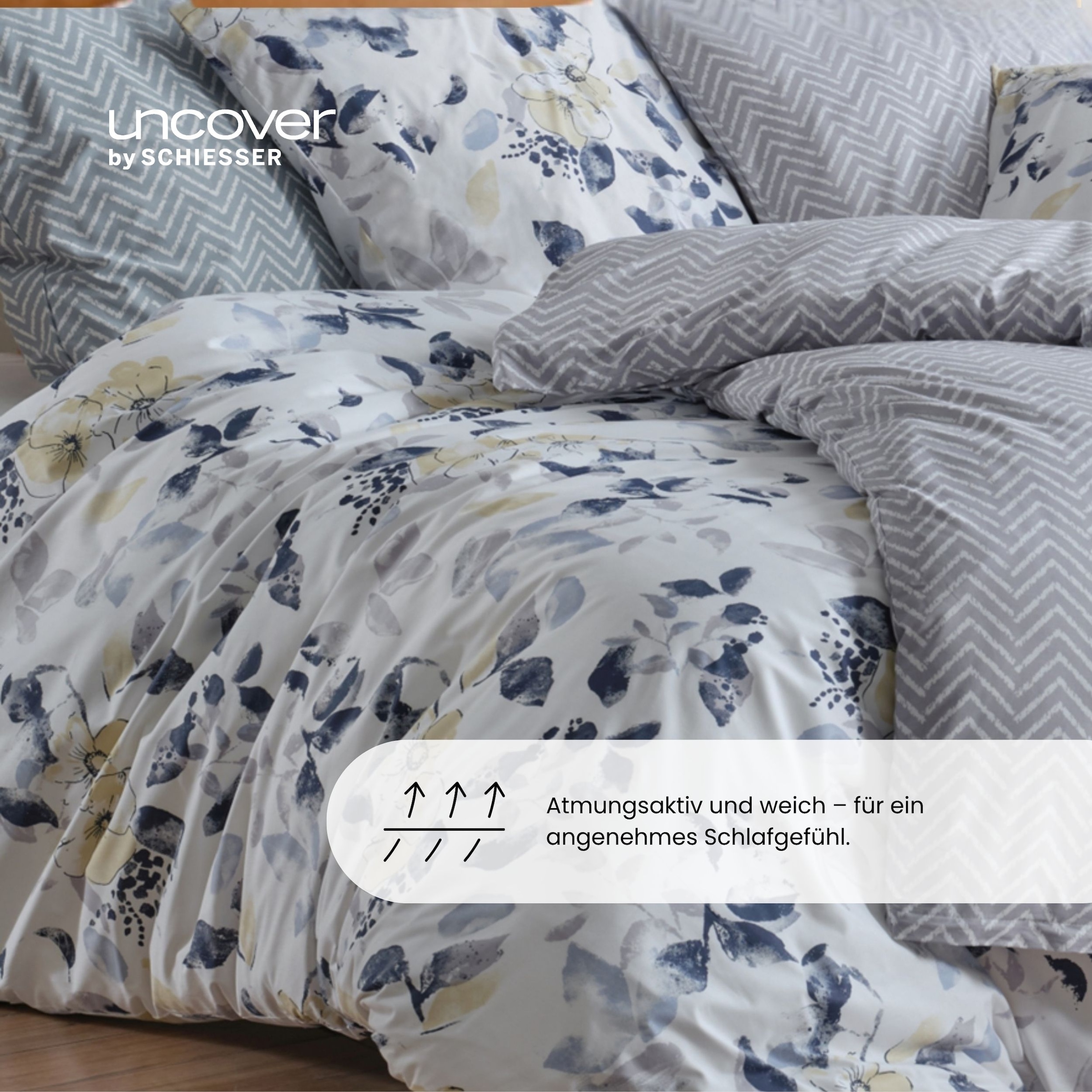 uncover by SCHIESSER Bettwäsche »Grebur aus weicher Baumwolle mit einem dezenten Zickzackmuster« 2 Stk. OEKO-TEX® MADE IN GREEN