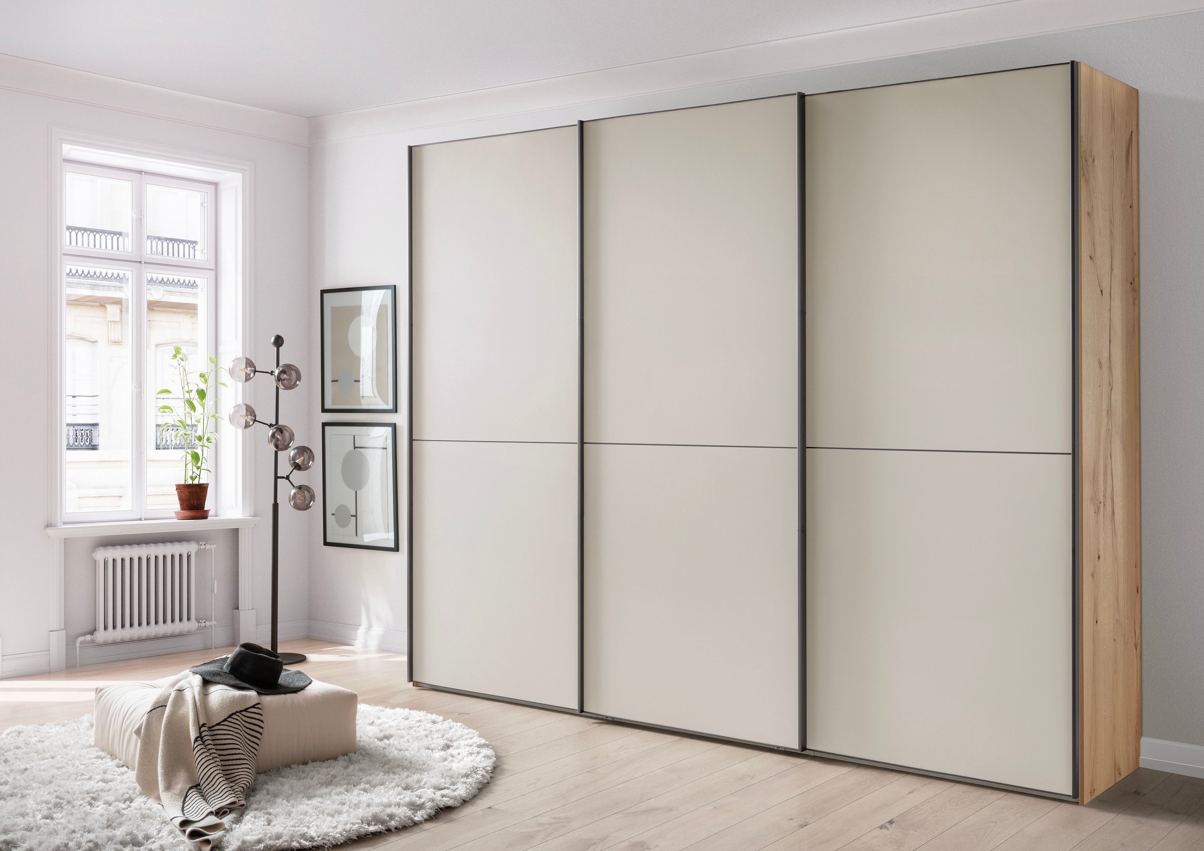 WIEMANN Schwebetürenschrank »Phoenix, Made in Germany, modernes Design, Highlight, Blickfang« Viele Farbkombinationen, in 4 Breiten und in 2 Höhen erhältlich,  maximaler Staurraum, inkl.Einlegeböden, Wäscheböden u. Dämpfer