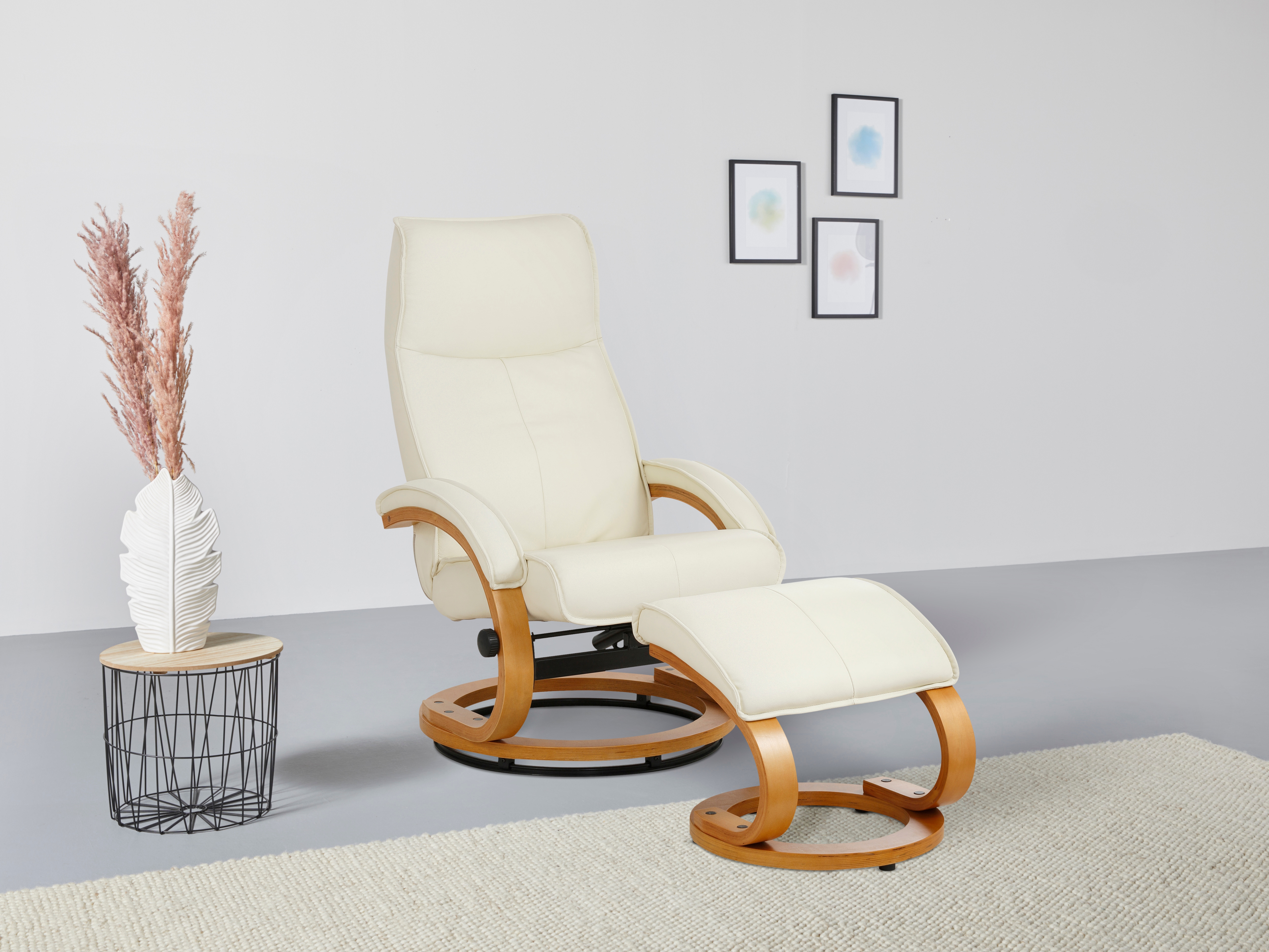 OTTO home Relaxsessel "mit Hocker PARIS Naturleder- OTTO. Verlässliche Qualität." Set, bestehend aus Sessel und Hocker, 2 Stk. tlg. Relaxfunktion, Dreh- und Kippfunktion, Unser Dauertiefpreis