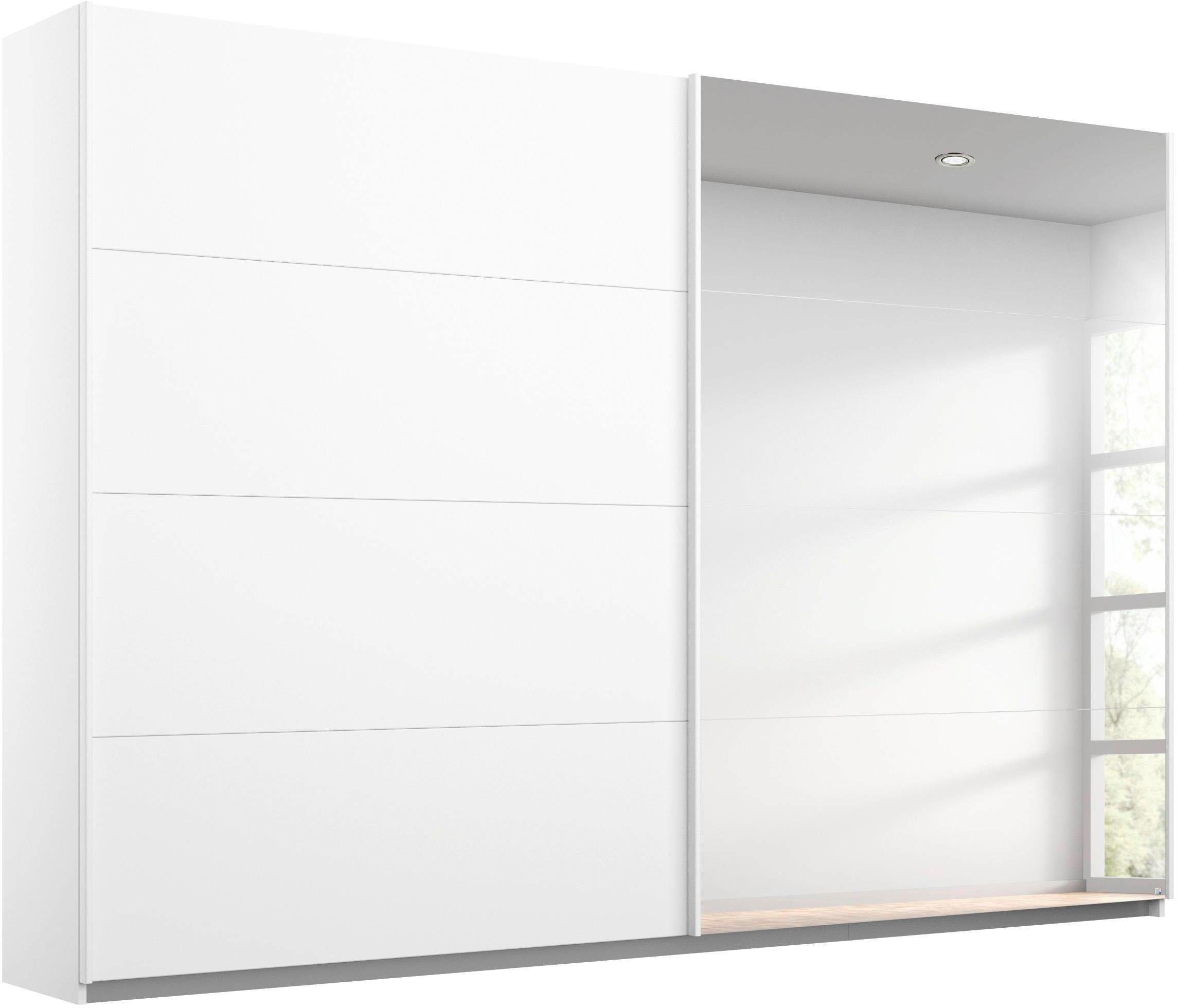 rauch Schwebetürenschrank "Kleiderschrank Schrank Ankleide Garderobe Schlafzimmerschrank MEMPHIS" Breiten: 180/225/270 cm, Höhe 210 cm, mit Spiegel und Metallgriffleisten in Weiß MADE IN GERMANY