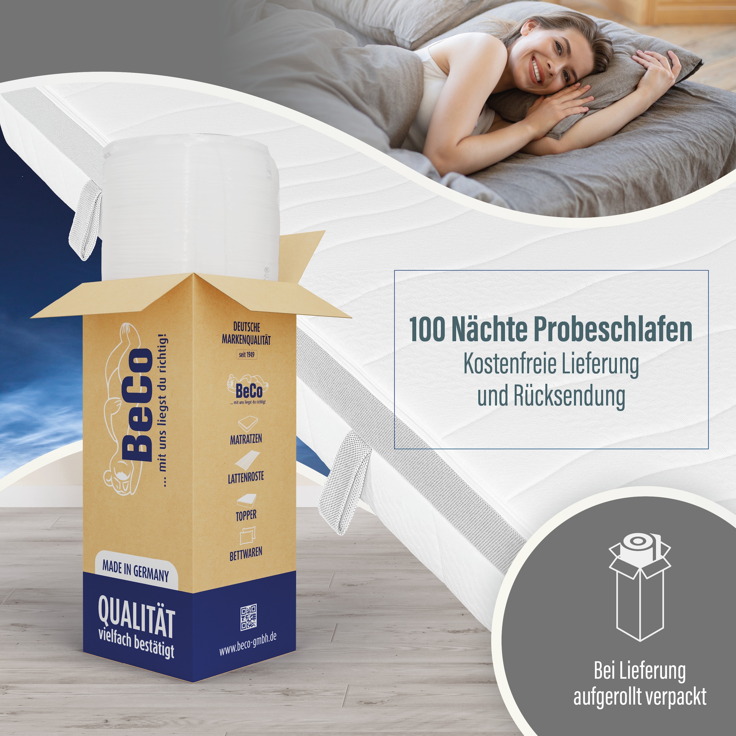 Beco Taschenfederkernmatratze »Feel Like Latex ONE TFK, Matratze 90x200 cm, 140x200 cm und mehr« 21 cm hoch 500 Federn 1 Stk. tlg. Punktelastische Matratze mit stabilem Federkern, atmungsaktiv