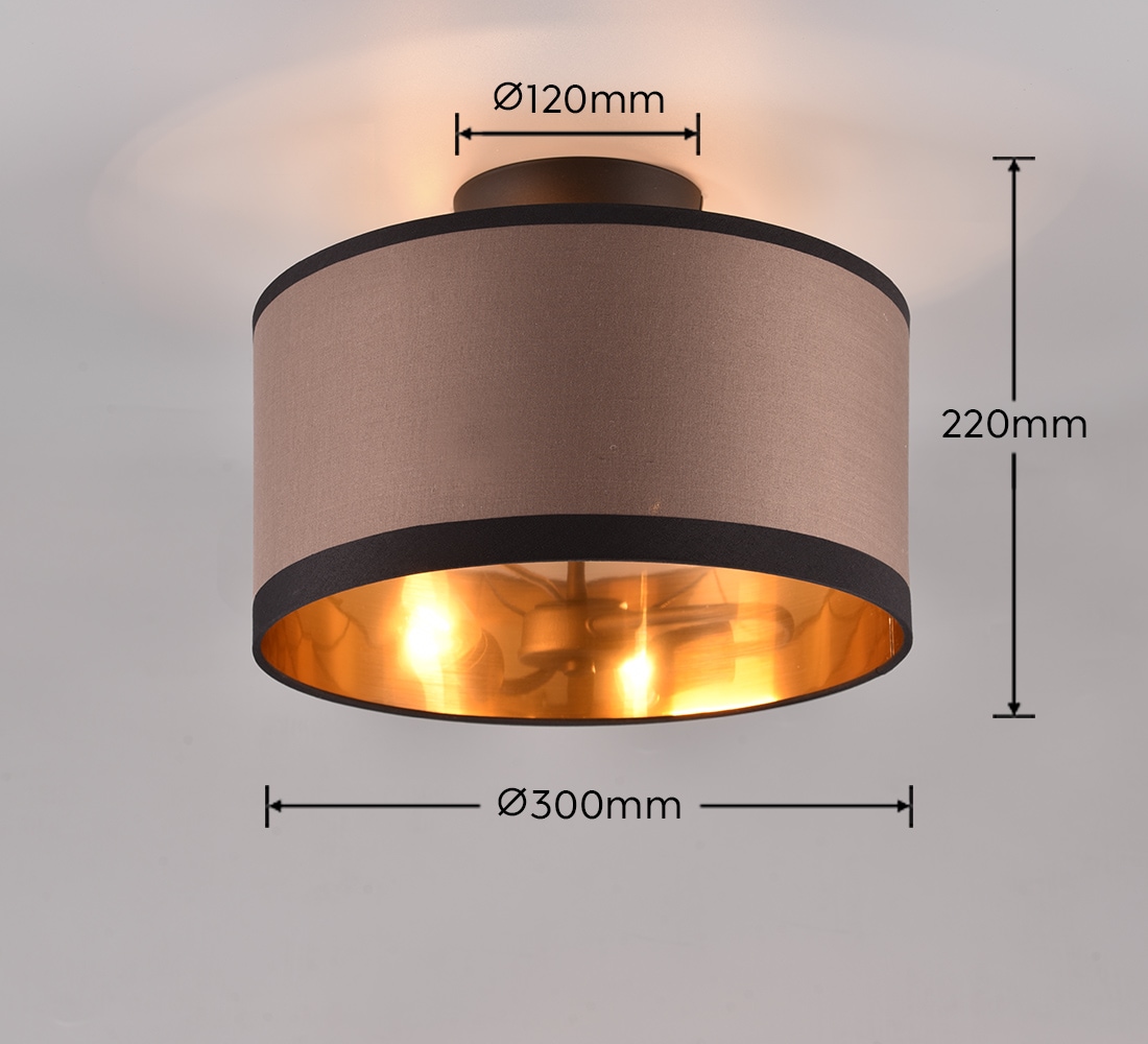 REALITY Leuchten Deckenleuchte »DAVOS, Deckenlampe mit Stoffschirm exkl 2xE14 max 28W Ø30cm Höhe 22cm«, 2 flammig, Leuchtmittel E14 | Leuchtmittel wechselbar, Deckenleuchte Küche Schlafzimmer Wohnzimmer Stoffschirm zweifarbig