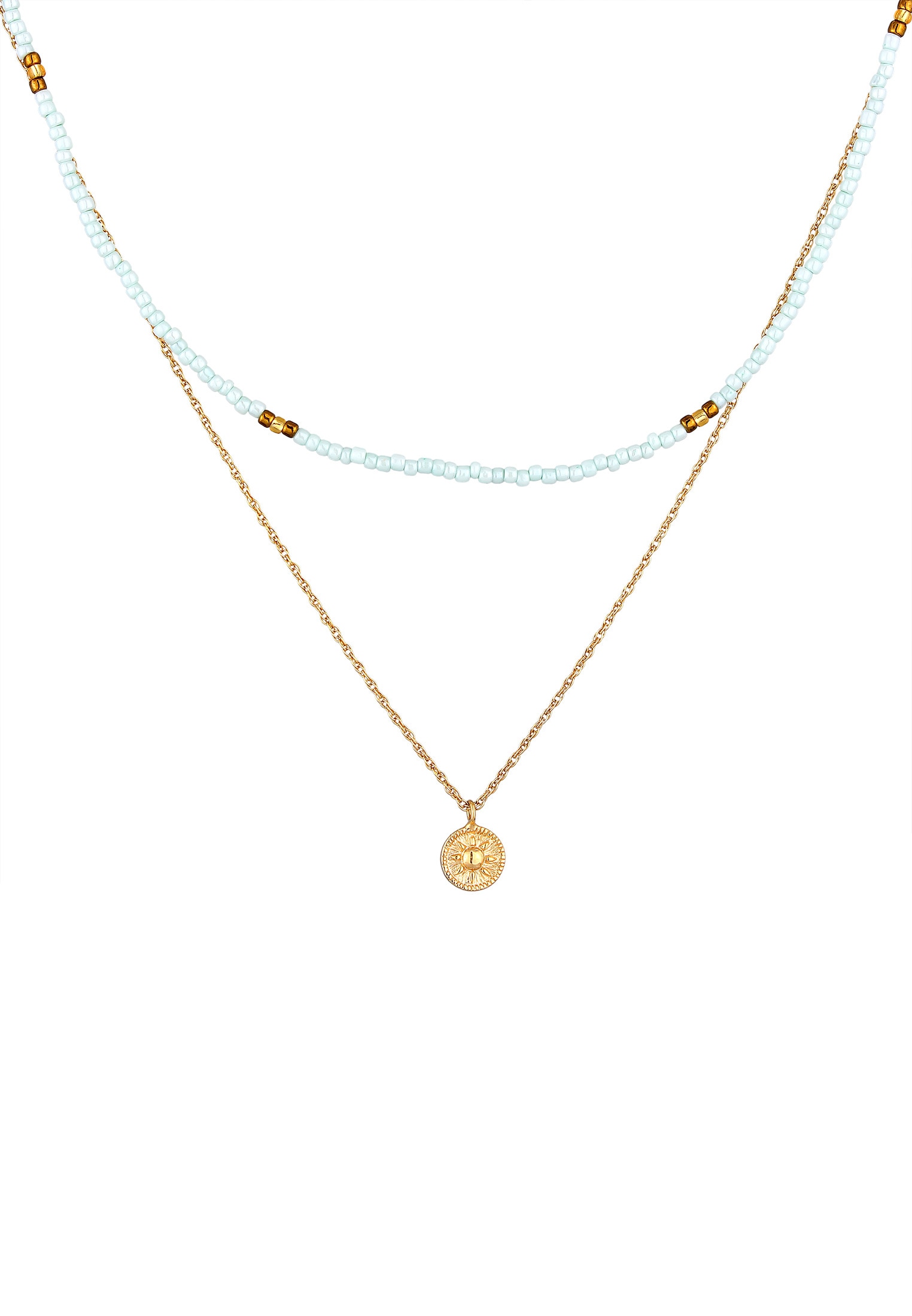 Elli Silberkette »Halskette Choker Layer Beads Pastell Sonne 925 Silber«