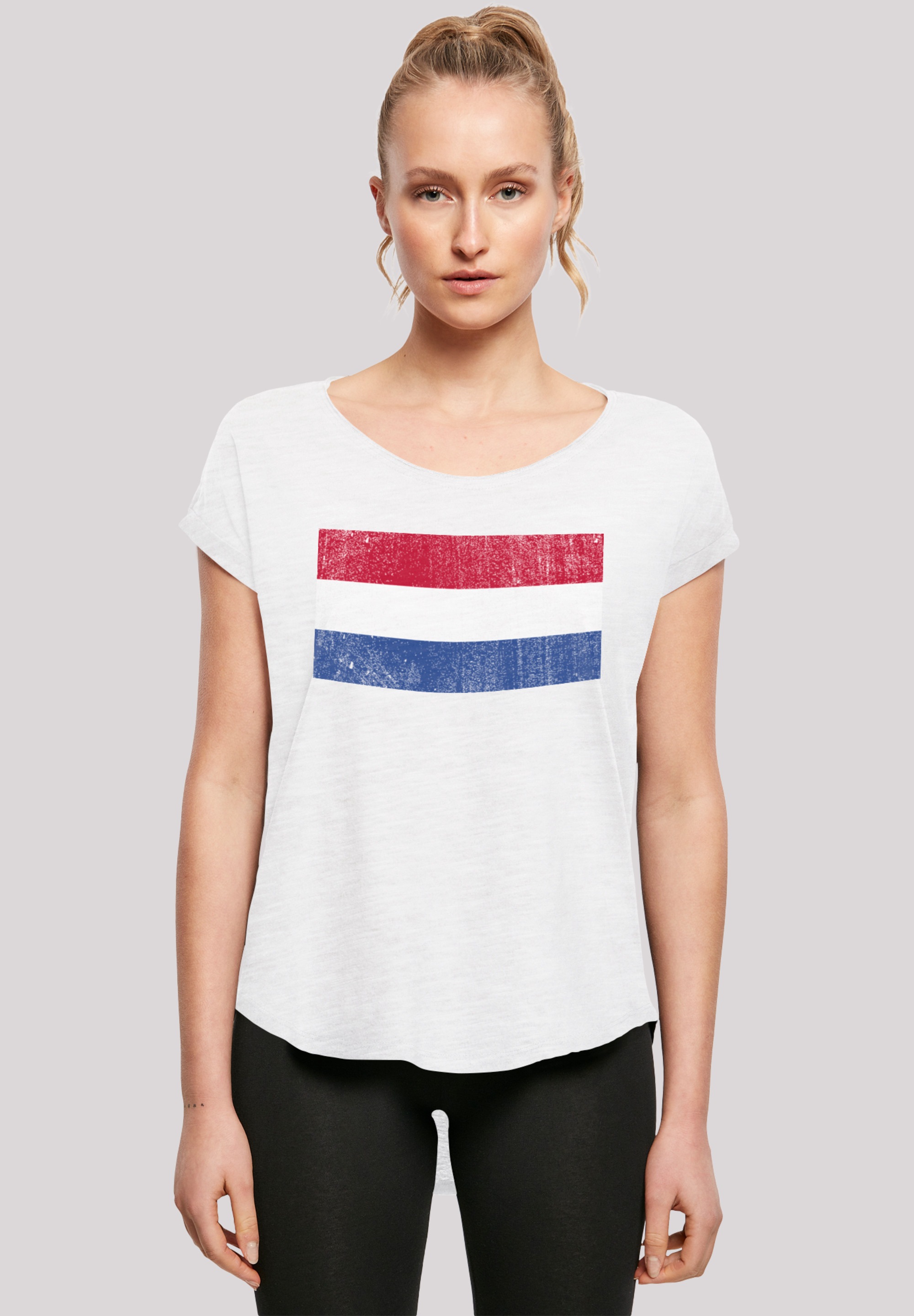 F4NT4STIC T-Shirt »Netherlands NIederlande Holland Flagge distressed«, Print