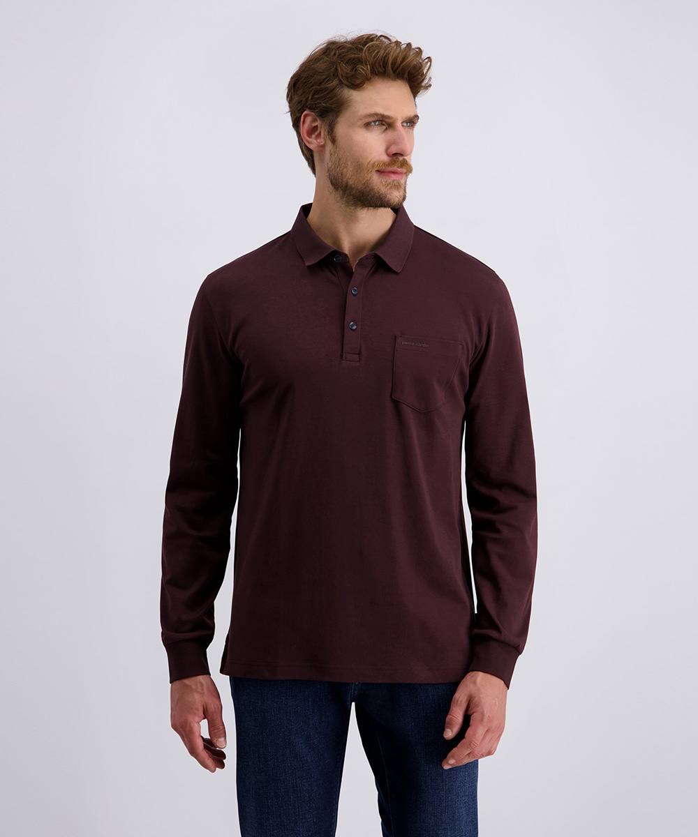 Pierre Cardin Langarm-Poloshirt, Brusttasche mit Marken- Applikation günstig online kaufen