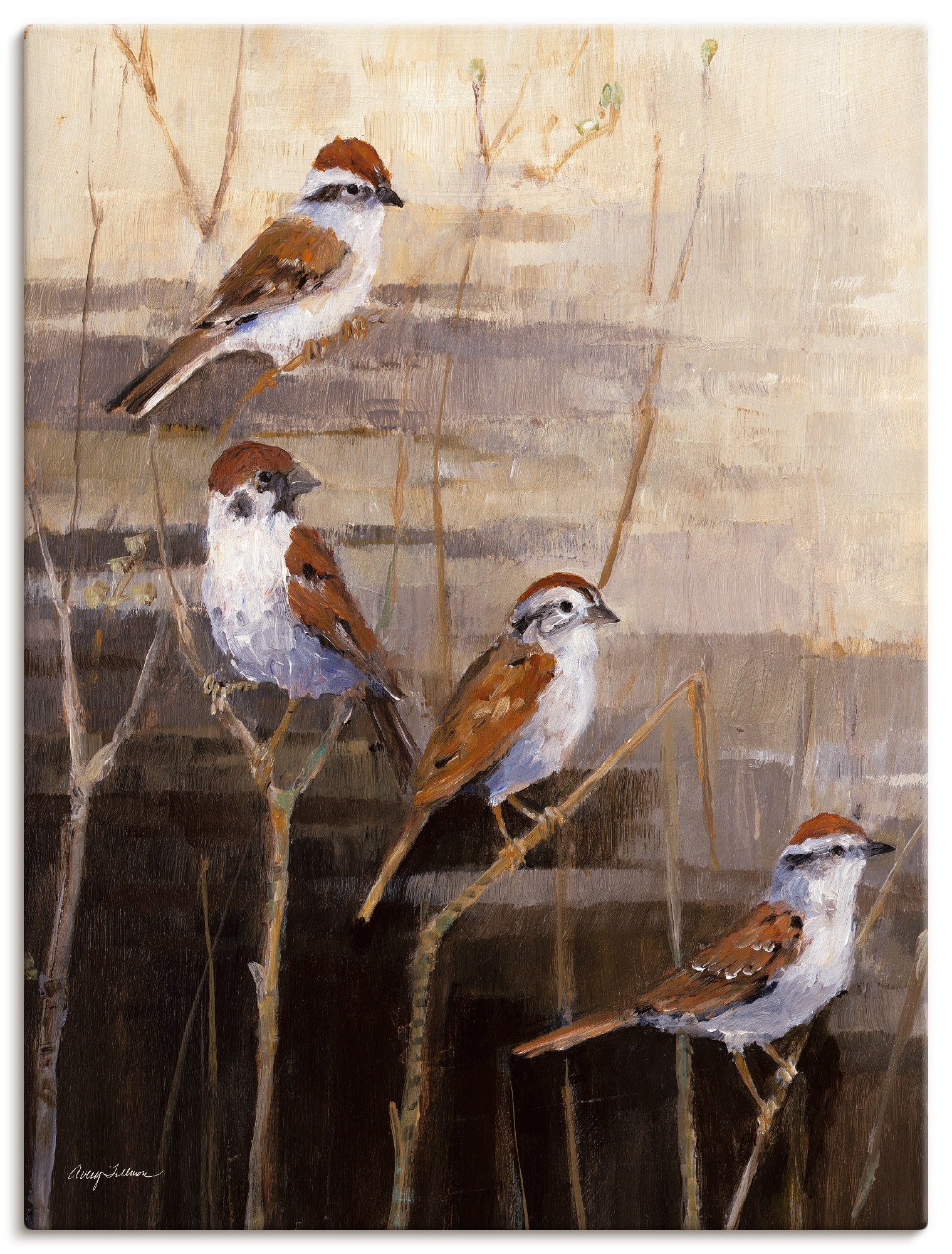 Artland Leinwandbild "Abend Heiligtum II" Vögel 1 Stk. tlg. auf Holzrahmen gespannt
