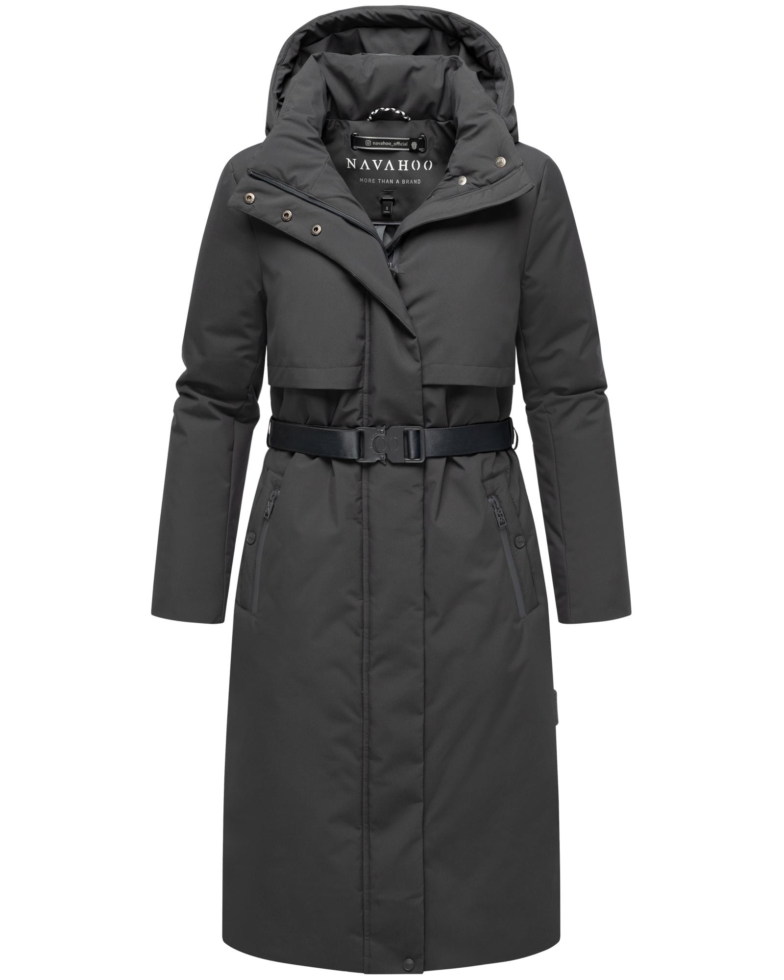 Navahoo Wintermantel »Waldbummler 14«, Wasserdichter Winterparka mit Kapuze und Taillengürtel