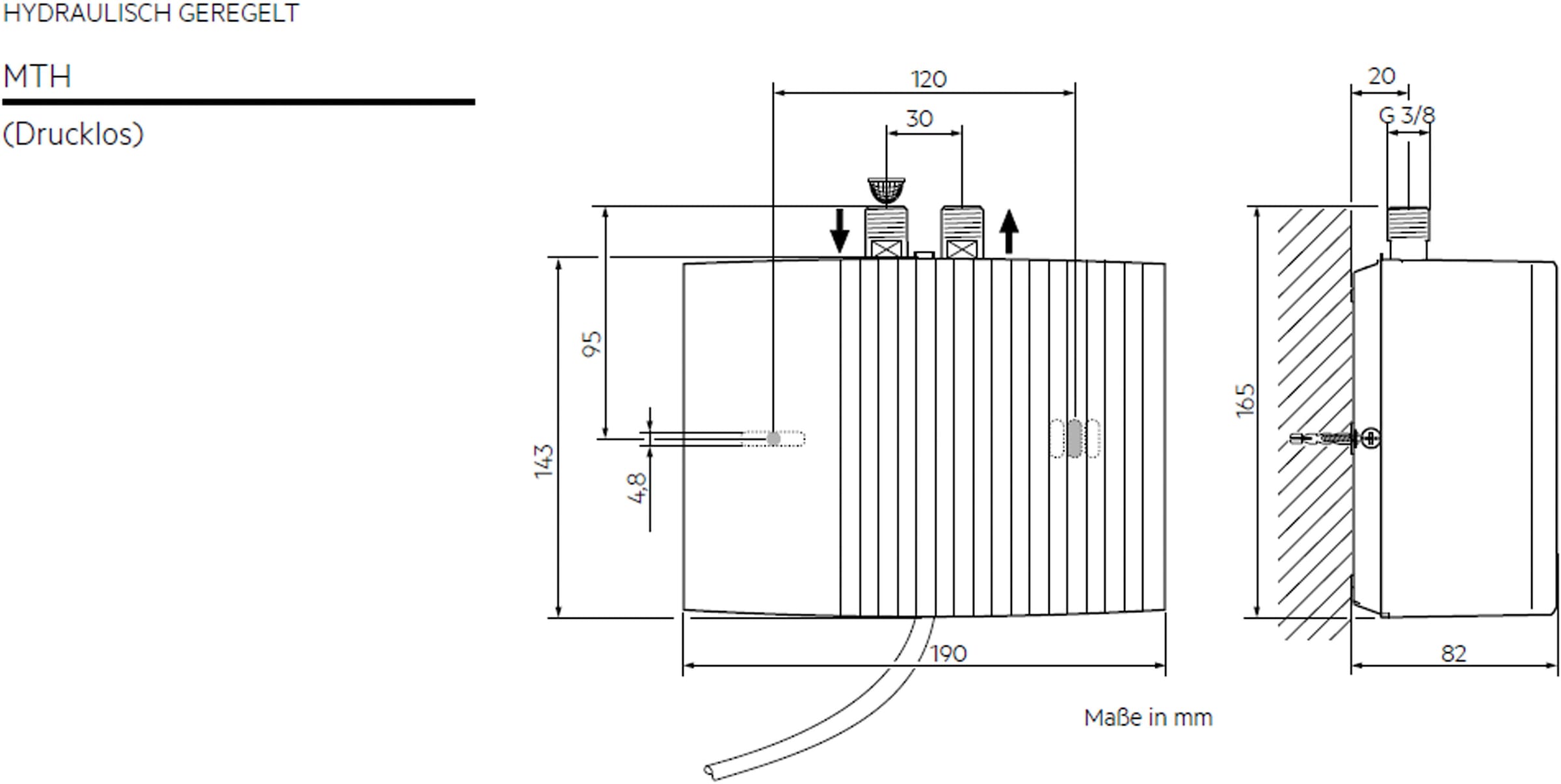 AEG Haustechnik Klein-Durchlauferhitzer »MTH 440«, für Handwaschbecken, 4,4 kW, Festanschluss 230V, hydraulisch