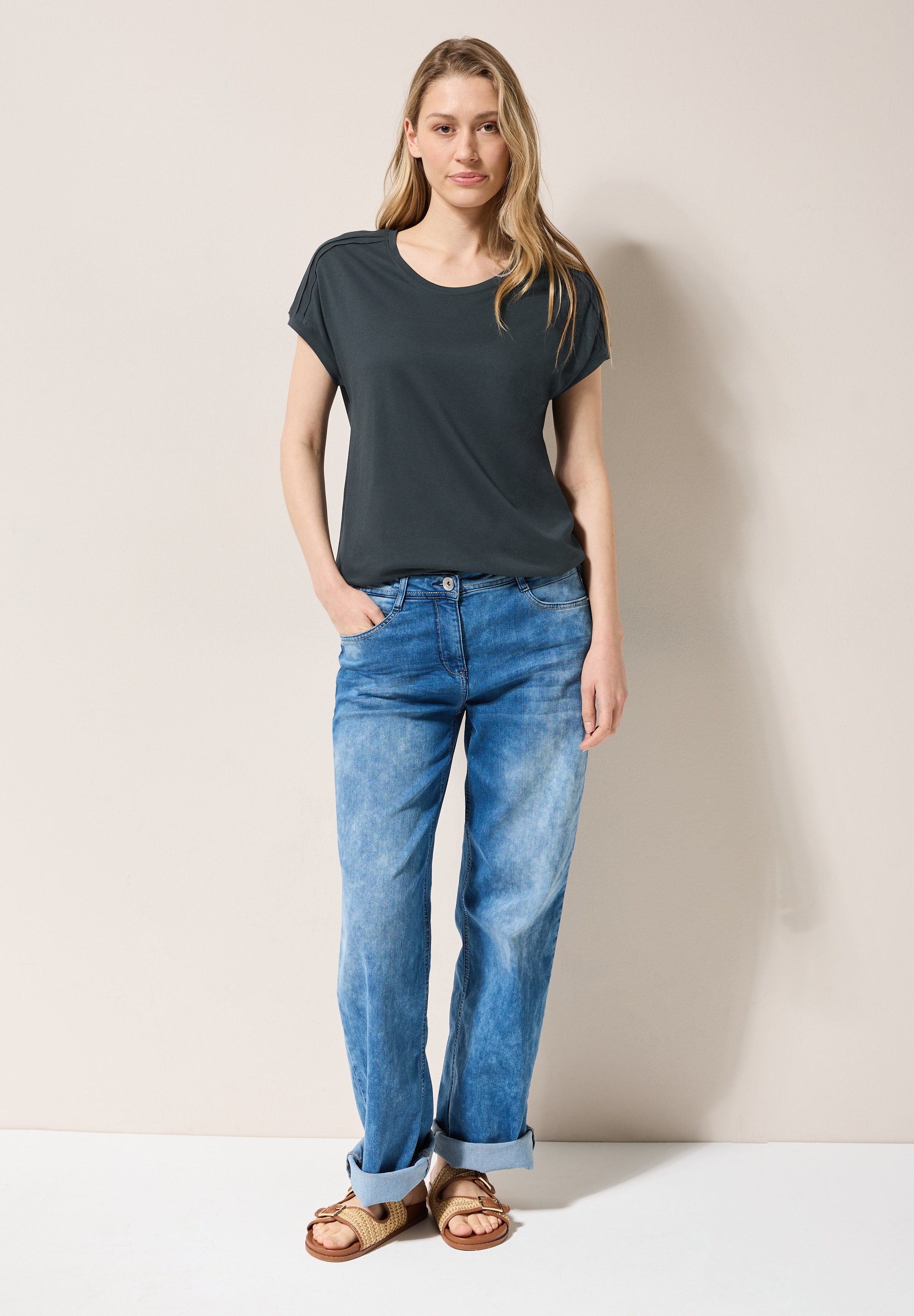 Cecil V-Shirt, mit Elastiksaum
