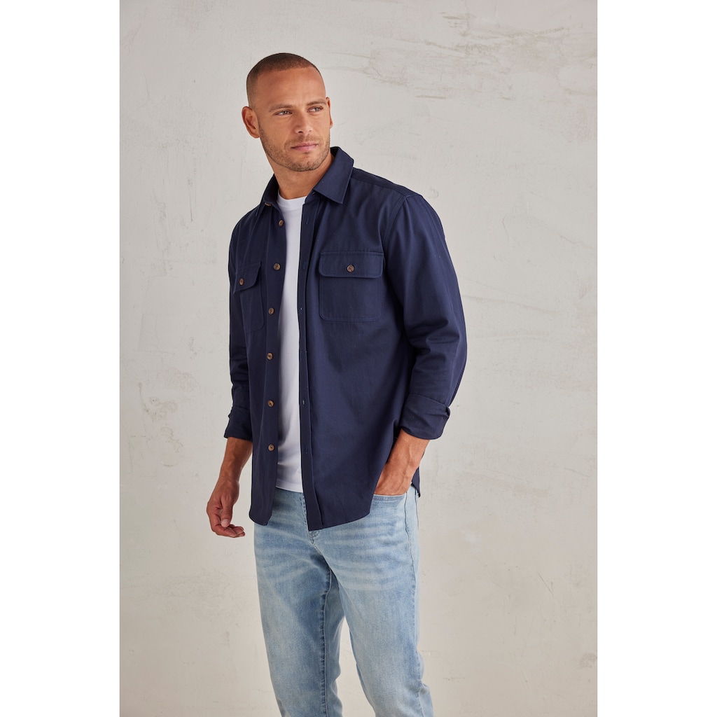 John Devin Langarmhemd »mit Brusttaschen,«, Overshirt, Regular Fit, Outdoorhemd aus reiner Baumwolle