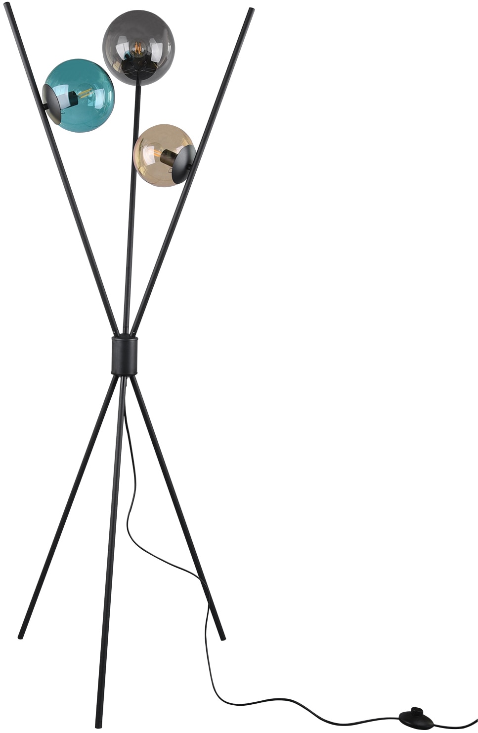TRIO LEUCHTEN Stehlampe "Lance", 3, Ø 60cm H: 156cm, 1 Stk., bunt, Wohnzimmer, Leuchten, Fußschalter, Leuchtmittel tauschbar