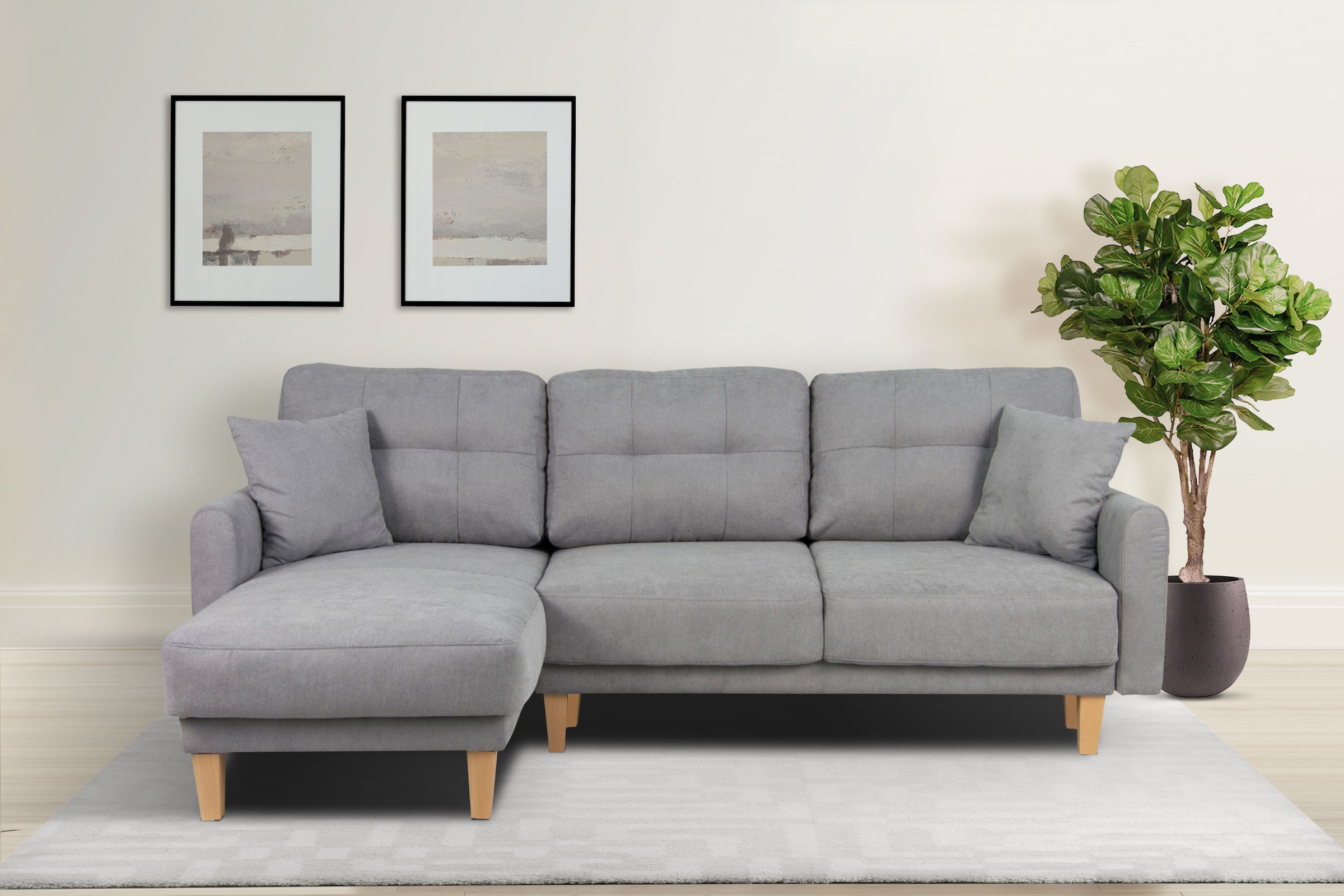 Home affaire Ecksofa »TRIPLO optionale Schlafsofa mit Bettkasten, Maße B/T/H: 234/164/89 cm«, L-Form wahlweise mit Bettfunktion - Liegefläche 132x210 cm