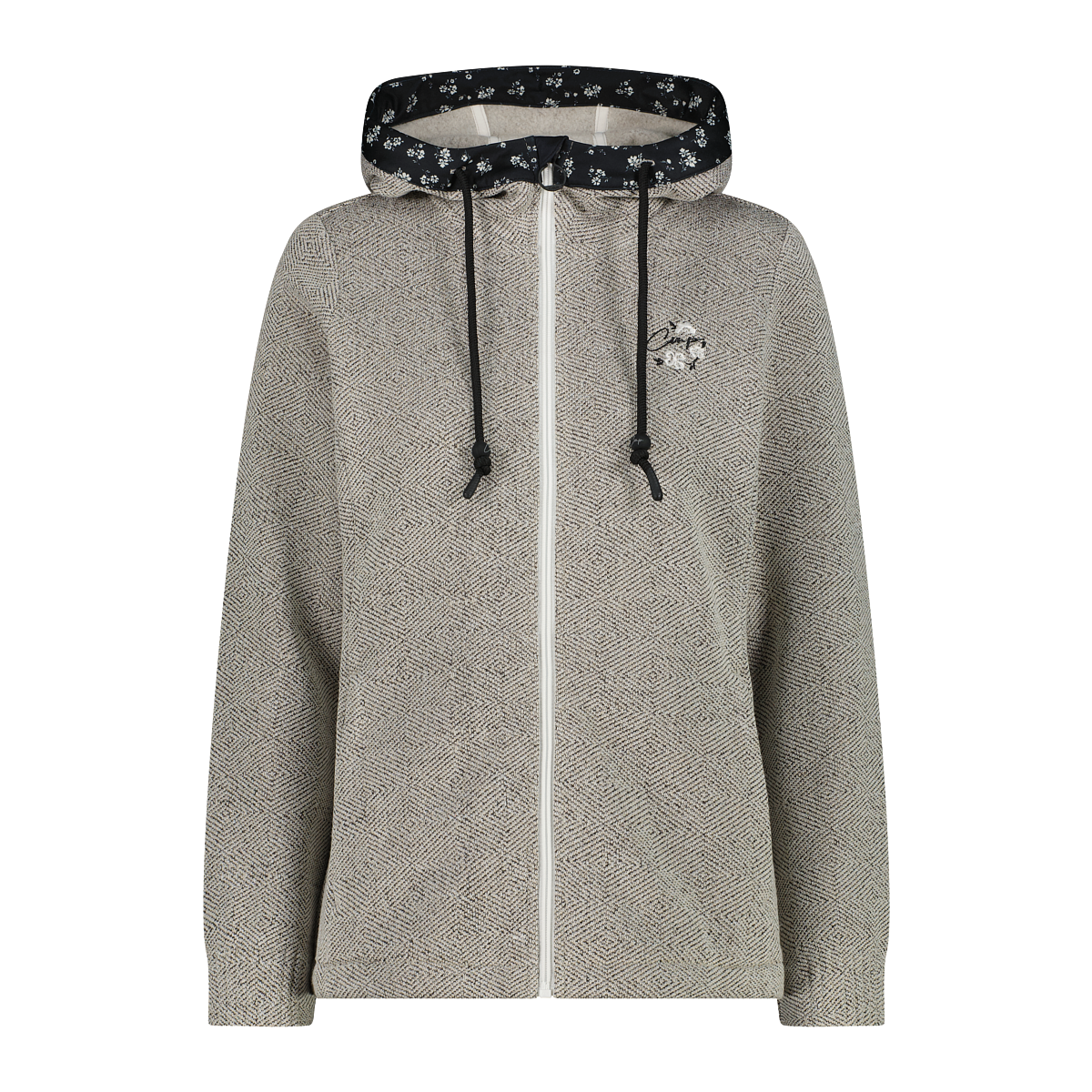 CMP Damen Strickfleecejacke, weiß, Gr. 48, Obermaterial: 100% Polyester, Jacken, für Outdoor-Aktivitäten, mit fester Kapuze, atmungsaktiv