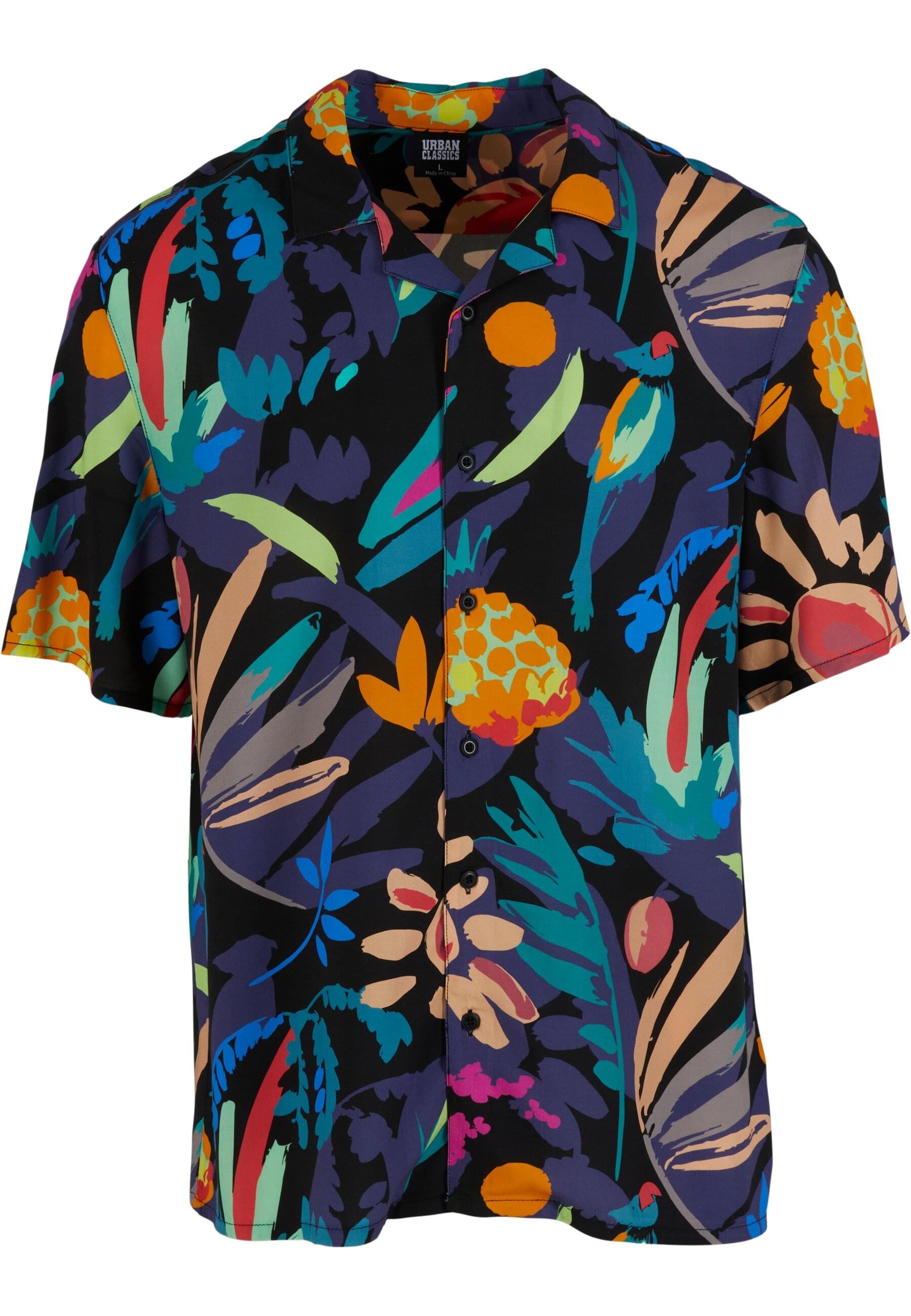 URBAN CLASSICS Kurzarmhemd "Urban Classics Herren Viscose AOP Resort Shirt" günstig online kaufen