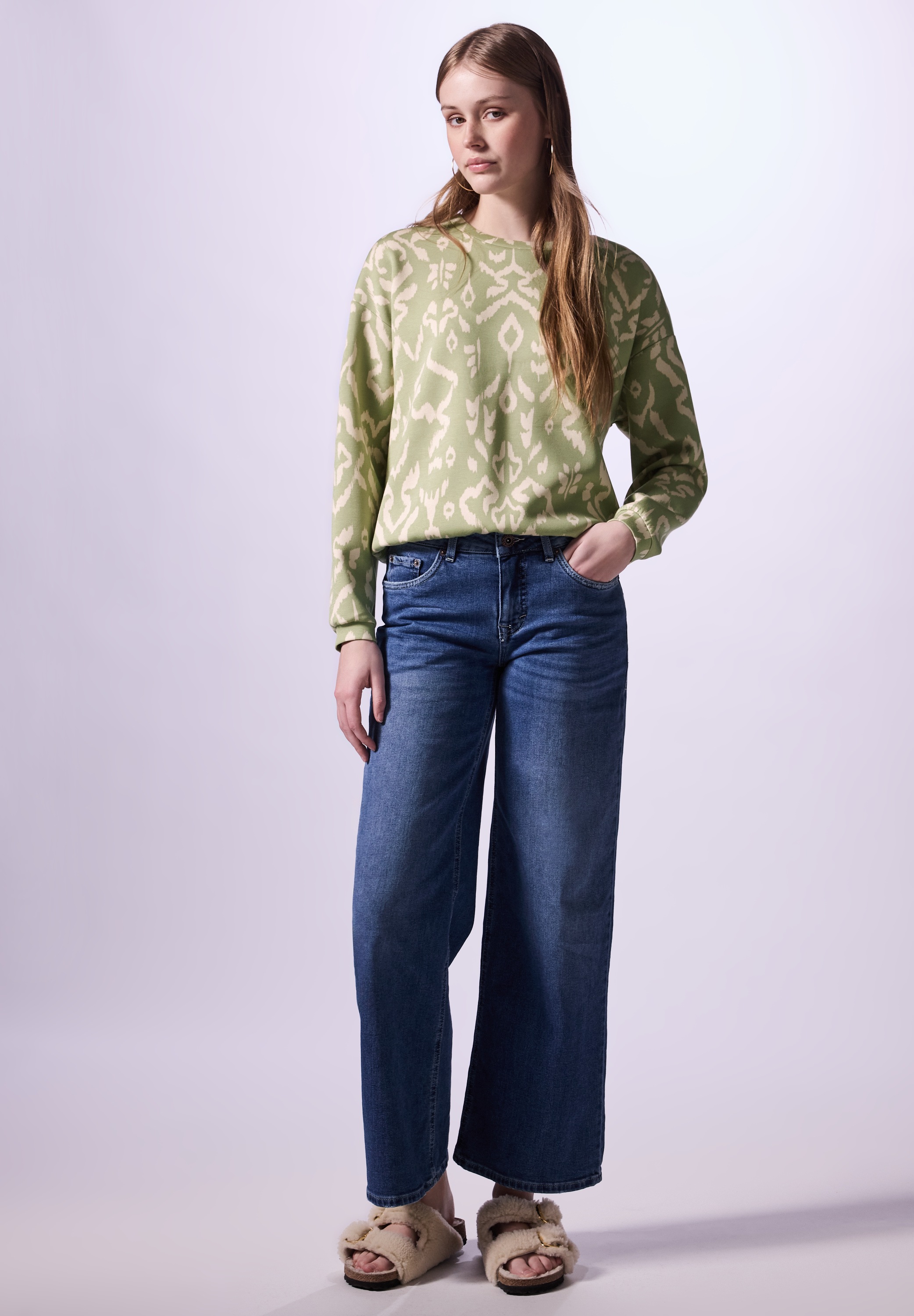 STREET ONE STUDIO Langarmshirt, aus elastischem Materialmix