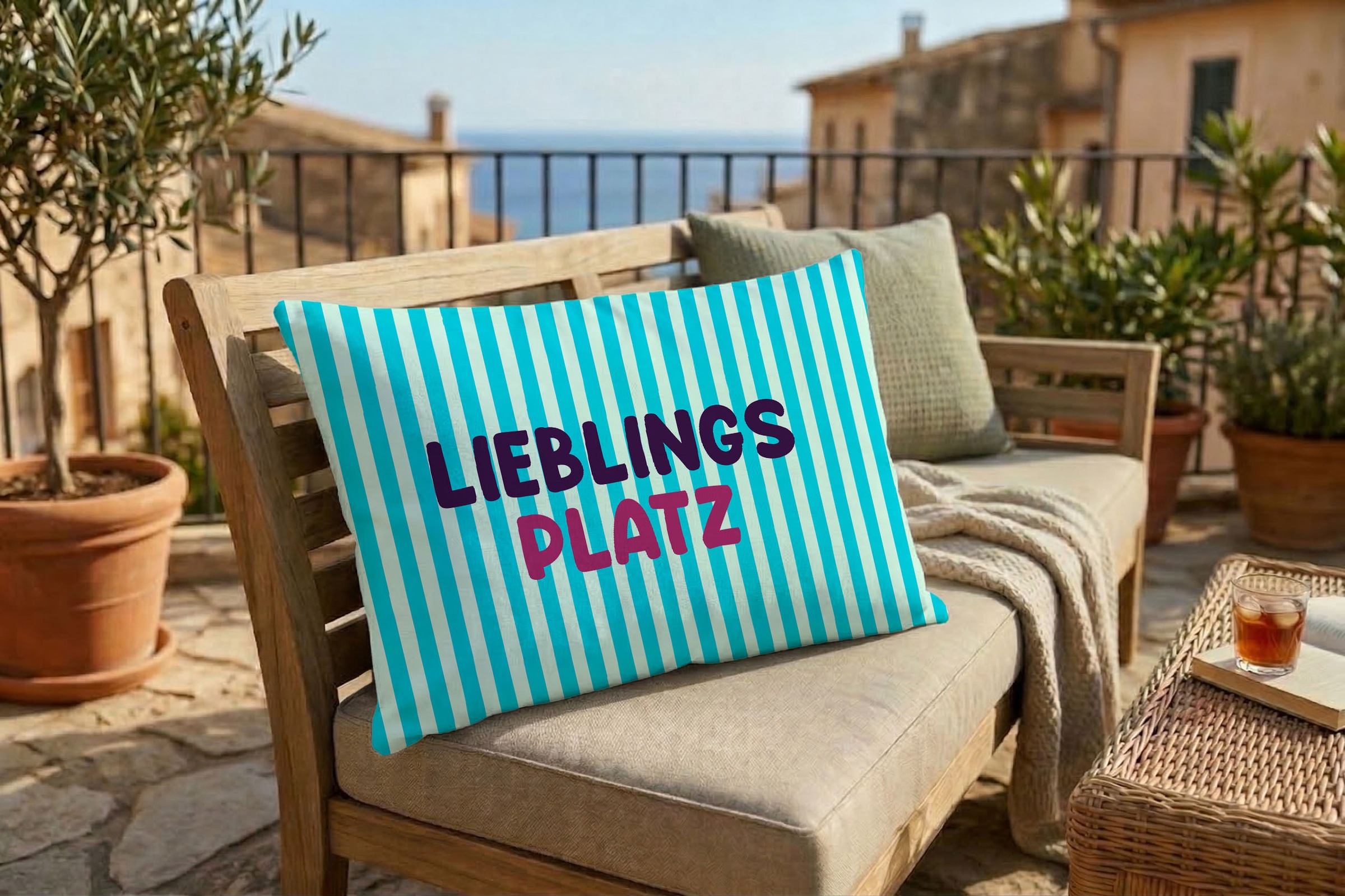 queence Dekokissen »Lieblingsplatz« Premium Outdoor Kissenbezug; Format: 60x40 cm