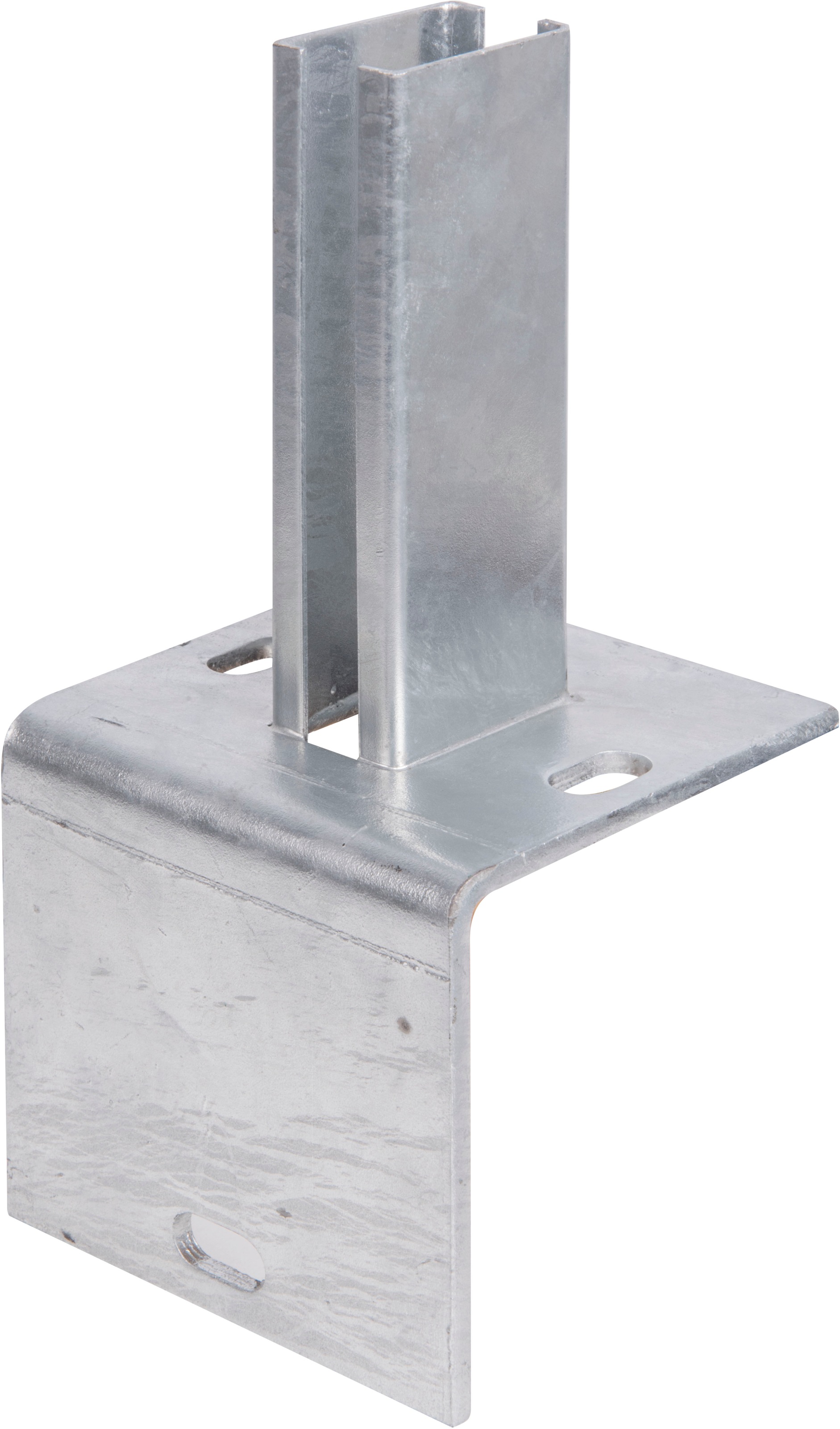 Alberts Pfostenträger, für Zaunpfosten 60x40 mm auf L-Randsteinen, Platte 120x120 mm