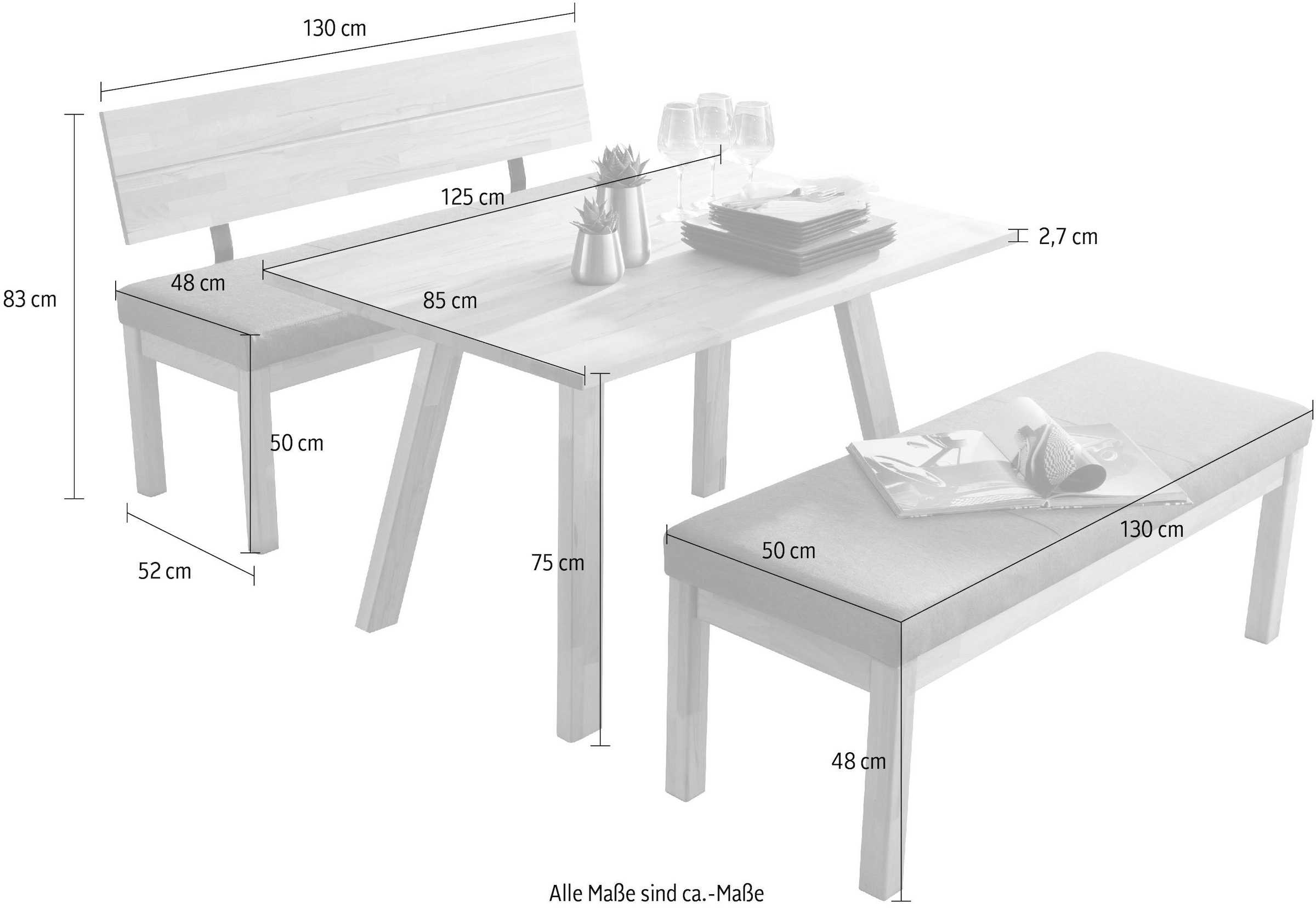 SCHÖSSWENDER Essgruppe »Roberto«, (3 tlg.), Tisch-Platte massiv keilverzinkt