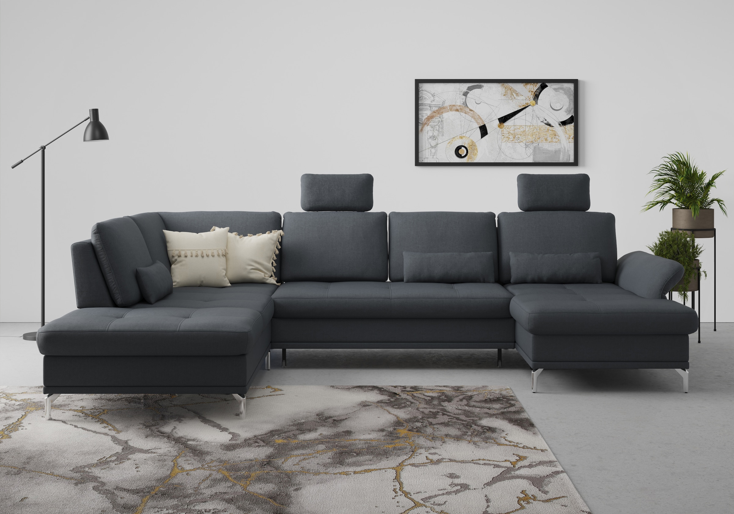 Home affaire Wohnlandschaft "Palm Beach U-Form" Federkern, mit Sitztiefenve günstig online kaufen