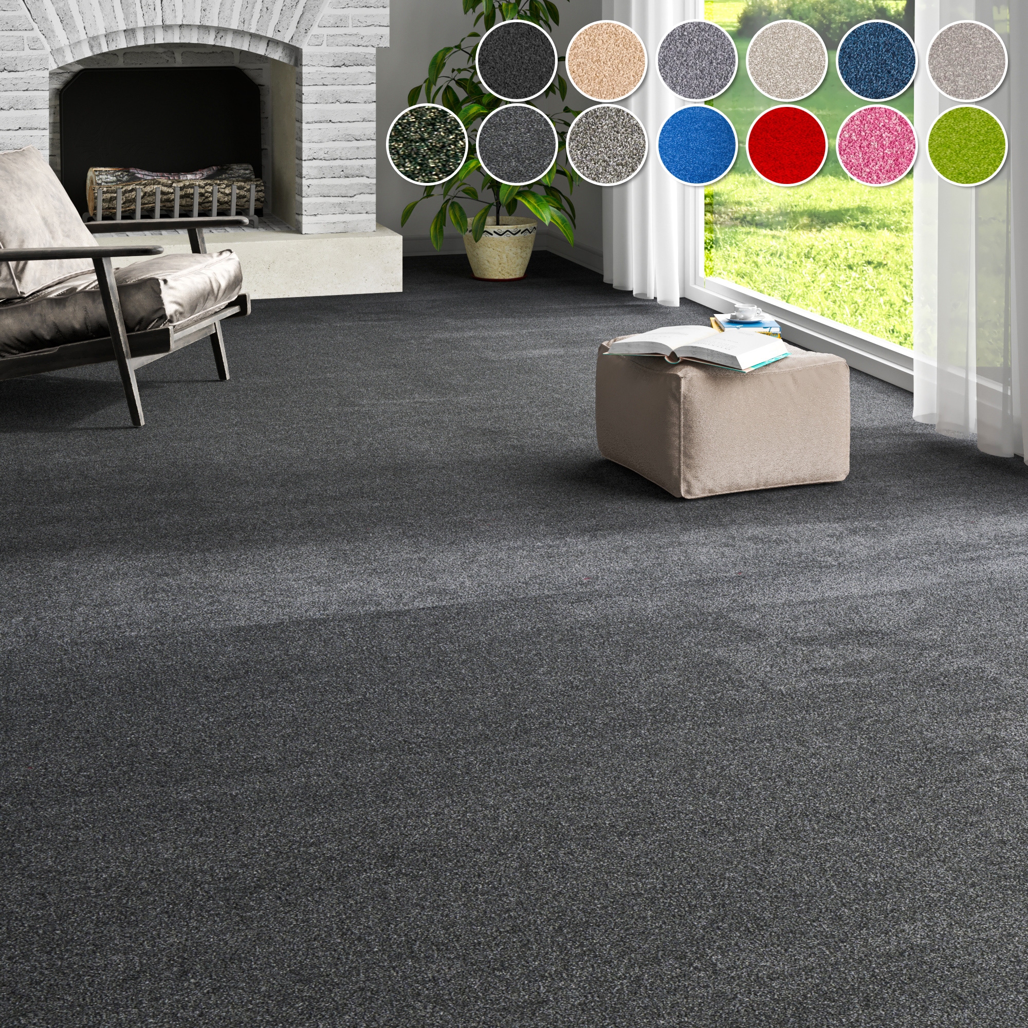 OTTO home Teppichboden "Zephyra, Schlinge, Gesamthöhe 8 mm, Made in Netherlands" rechteckig Uni Farben, Breite 400 cm, strapazierfähig, Wohnzimmer, Schlafzimmer