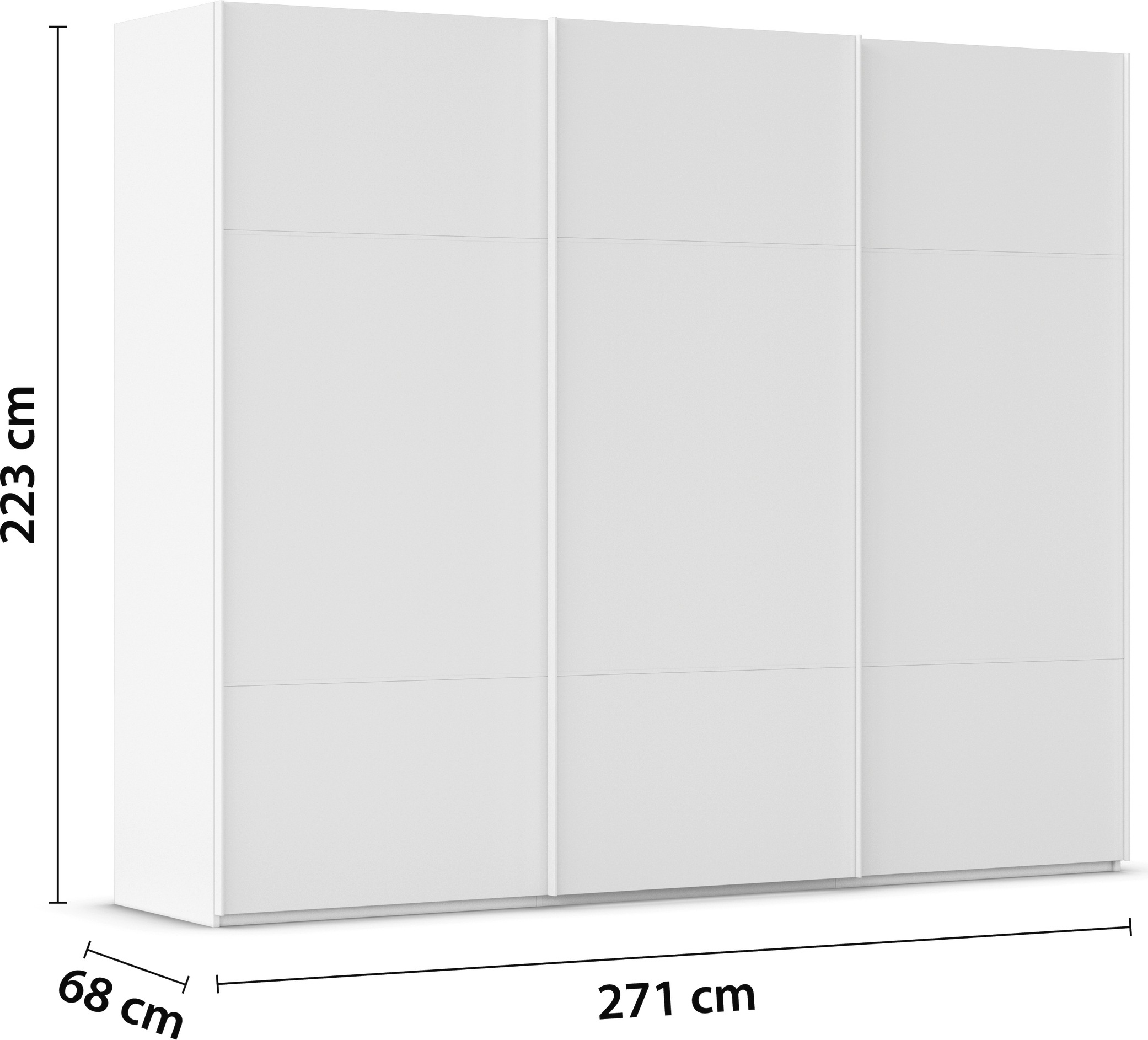 rauch Schwebetürenschrank »Kleiderschrank Schrank Garderobe Schlafzimmerschrank SCALE-TRIO«, edle dreigeteilte Front, 2 Zierleisten in Griff-Farbe MADE IN GERMANY