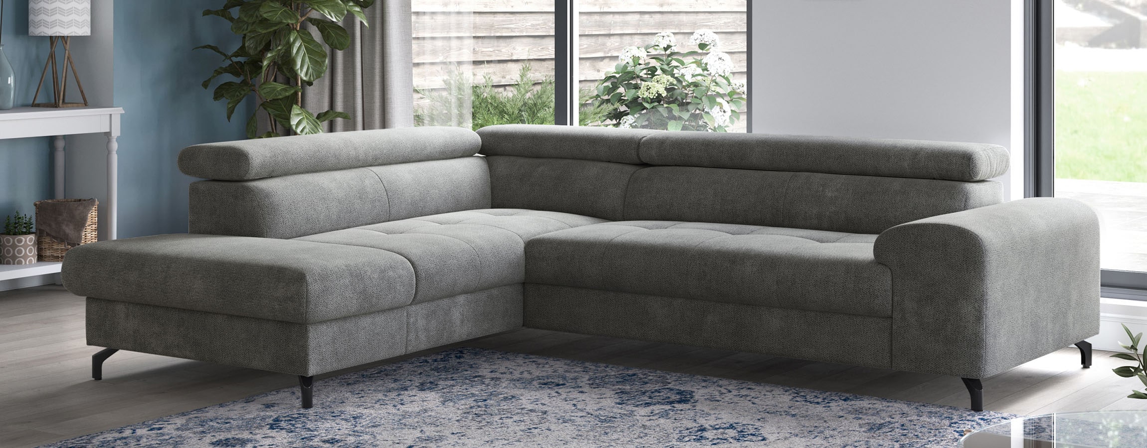 COTTA Ecksofa "Aura L-Form, B: 260 cm, inkl. Schlaffunktion, 3 verstellbare" Kopfteile, extra Bettkasten, Fußhöhe 12cm, Liegefläche 176x123cm