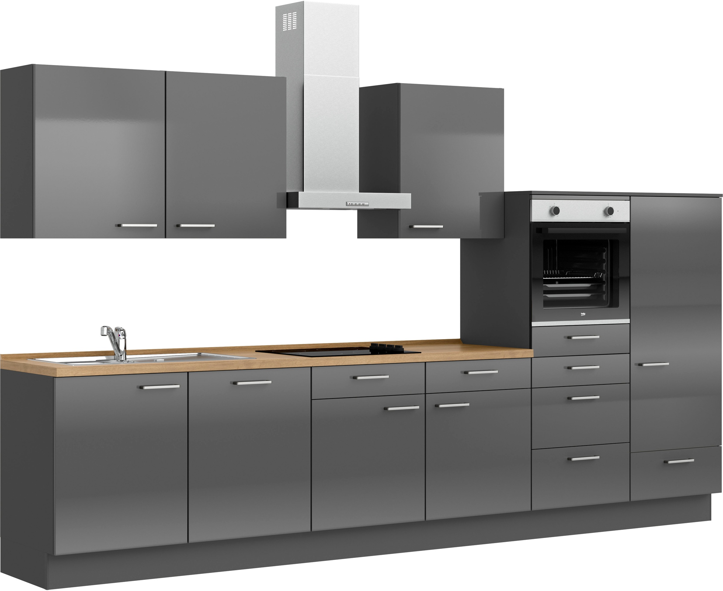 nobilia® Küchenzeile »"Flash I"«, vormontiert, Ausrichtung wählbar, Breite 360 cm, wahlw. mit E-Geräten