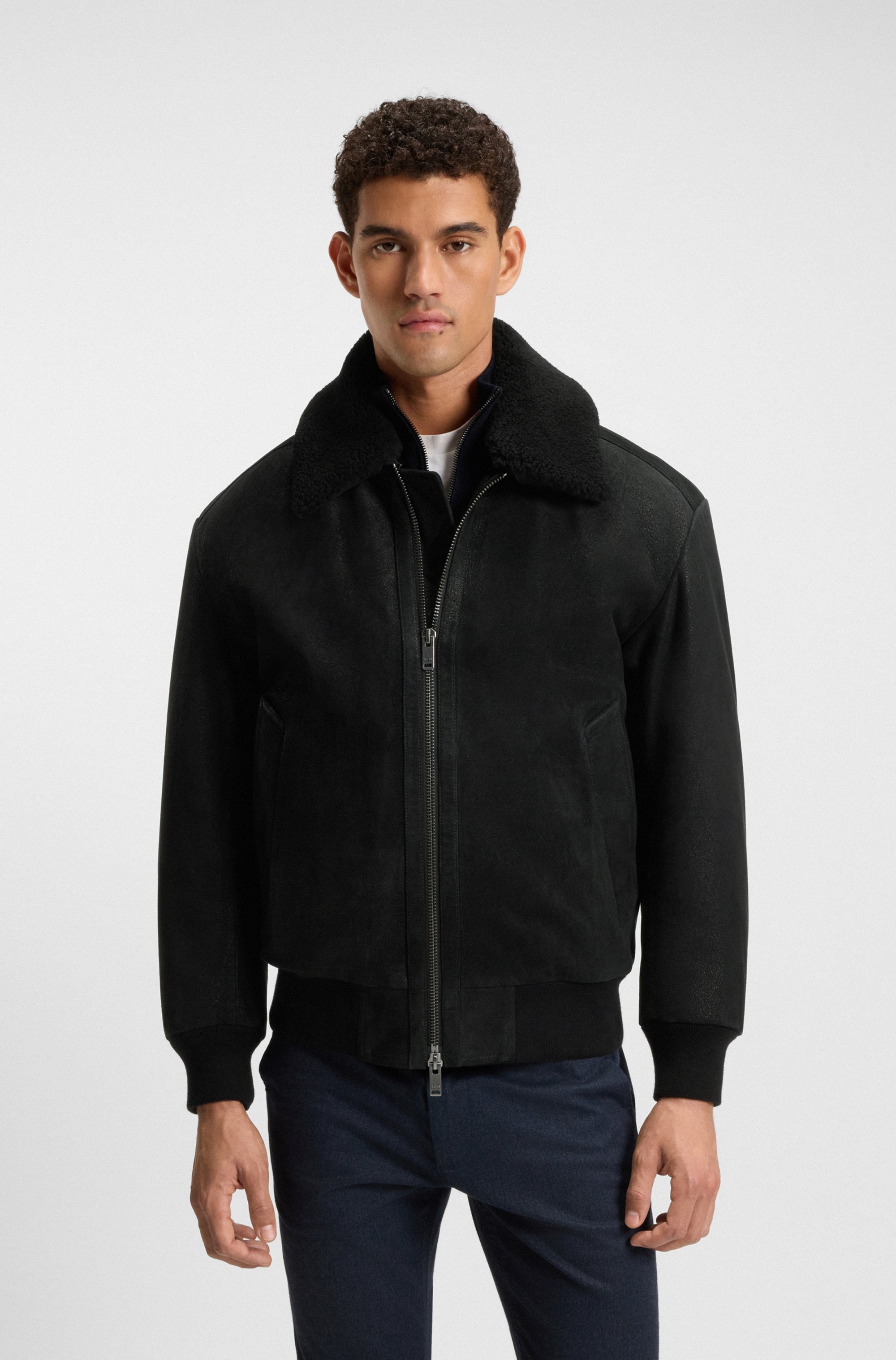 BOSS ORANGE Bomberjacke "Jonier" Lammfellkragen, abnehmbarer günstig online kaufen
