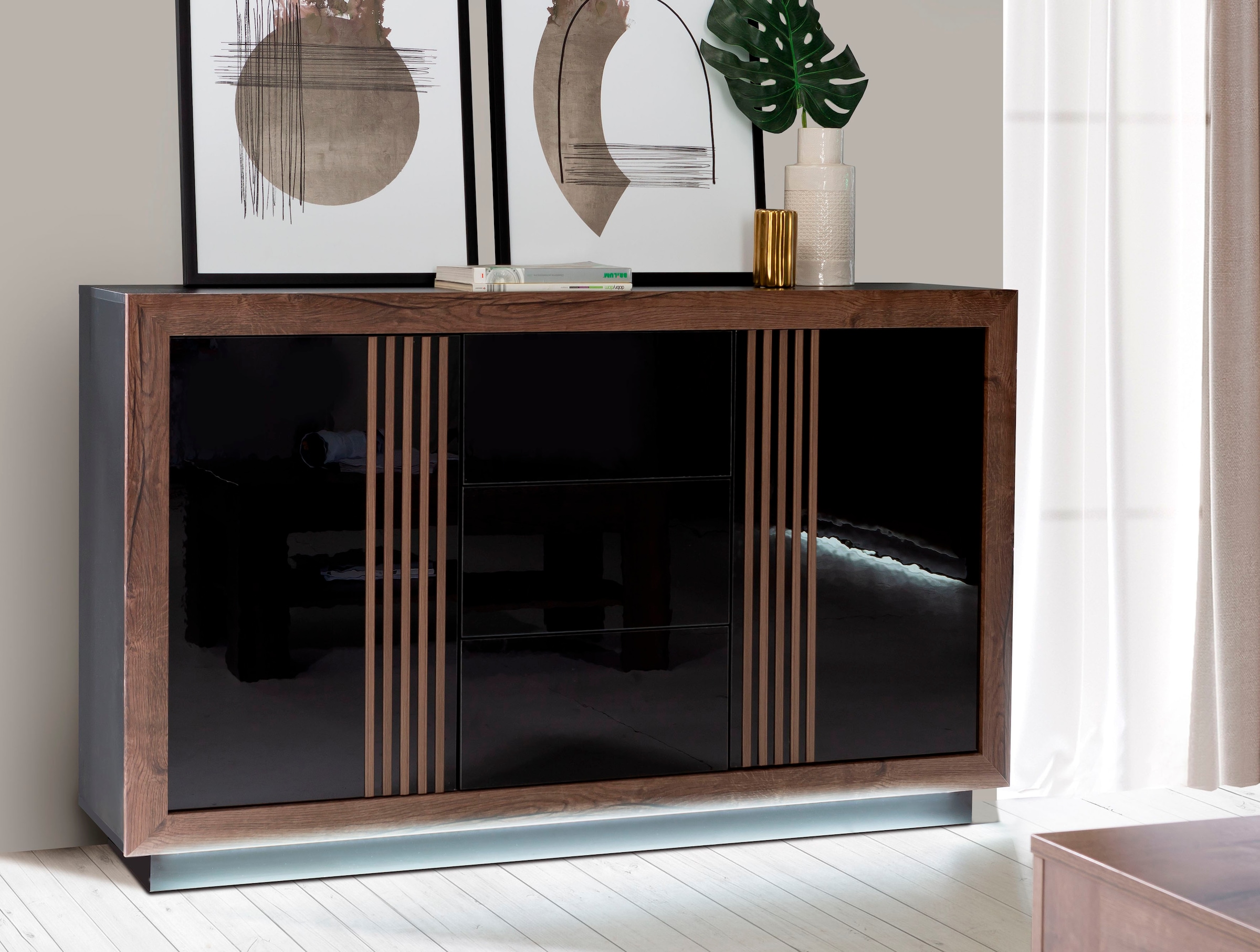 FORTE Sideboard "Savona", Breite 162 cm, inkl. Sockelbeleuchtung