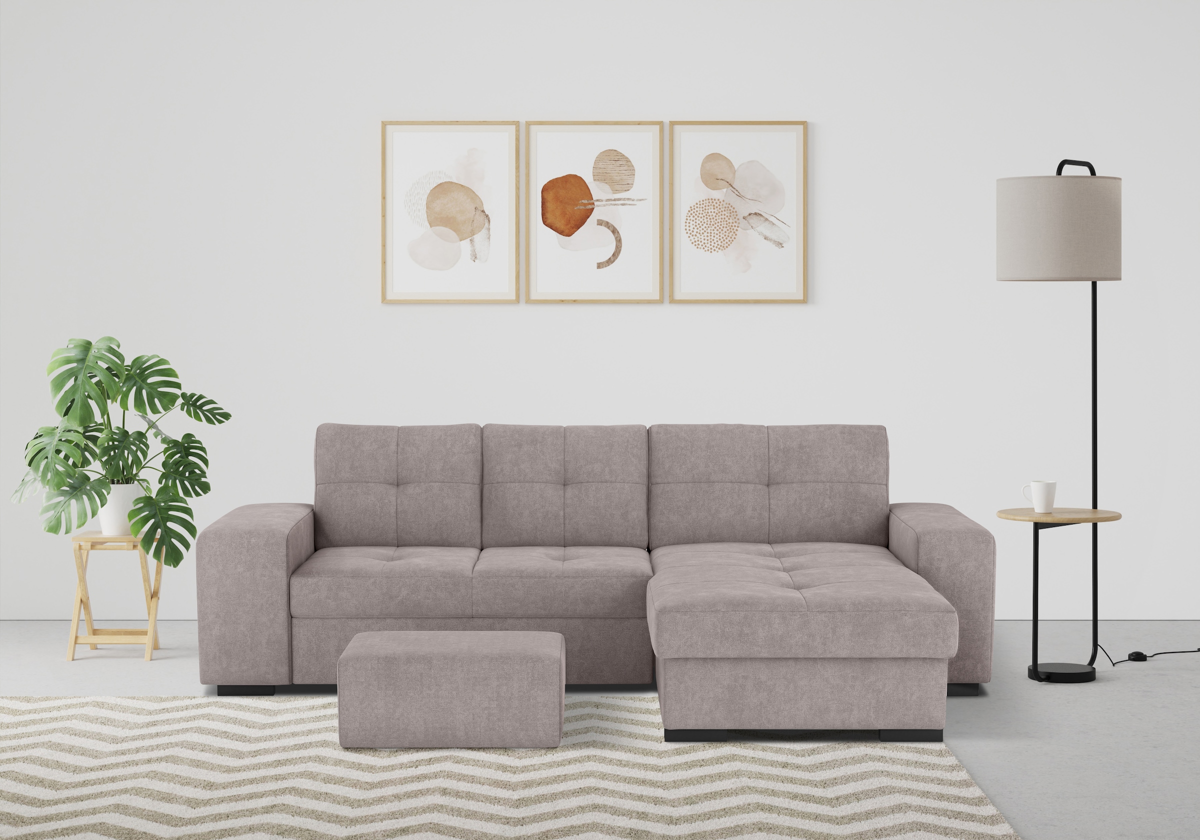 COTTA Ecksofa "Mattina L-Form", mit Hocker, wahlweise mit Bettfunktion & Be günstig online kaufen