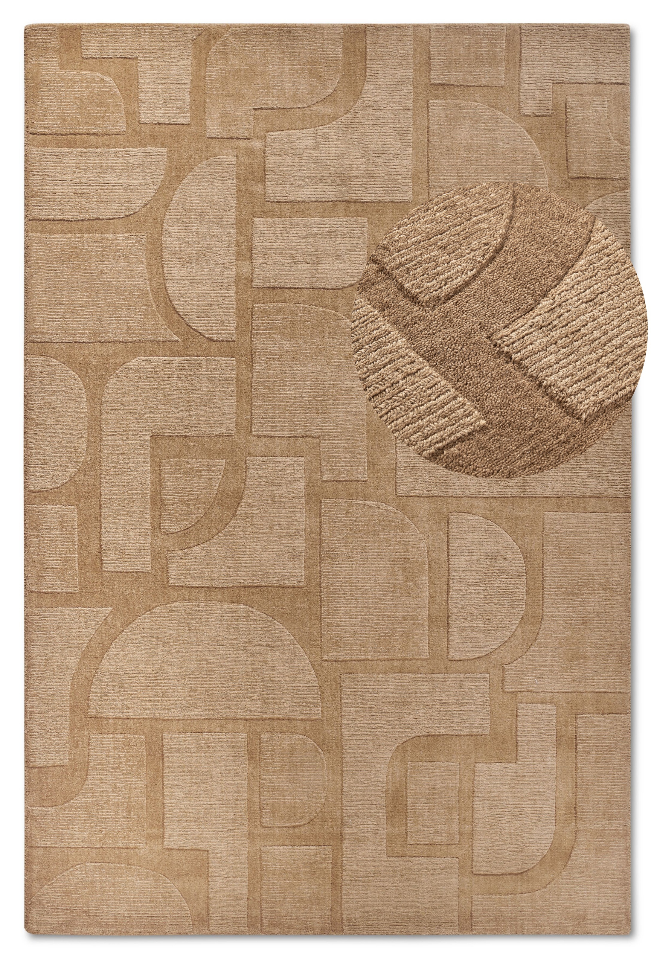 THE RUGS Villeroy & Boch 1906 Wool Rug Alexis – Soft Handwoven Geometric Design in Beige | Size: 80cm x 150cm