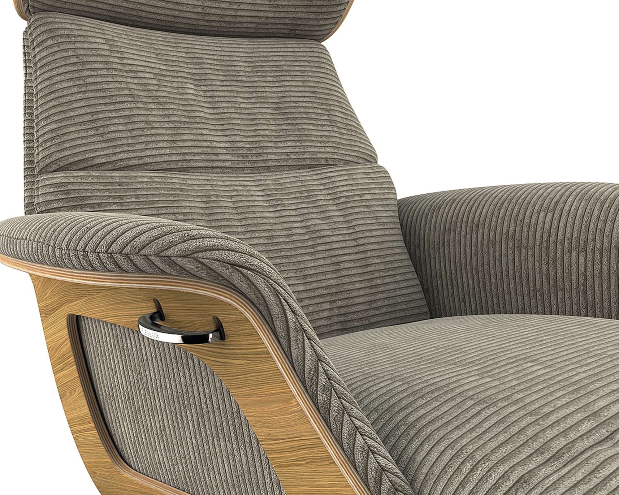 FLEXLUX Loungesessel »Clement Chaislongue, Relaxstuhl, Liegesessel,«, Rücken- & Kopfteilverstellung, Armlehne, Eiche geölt, Fuß Alu