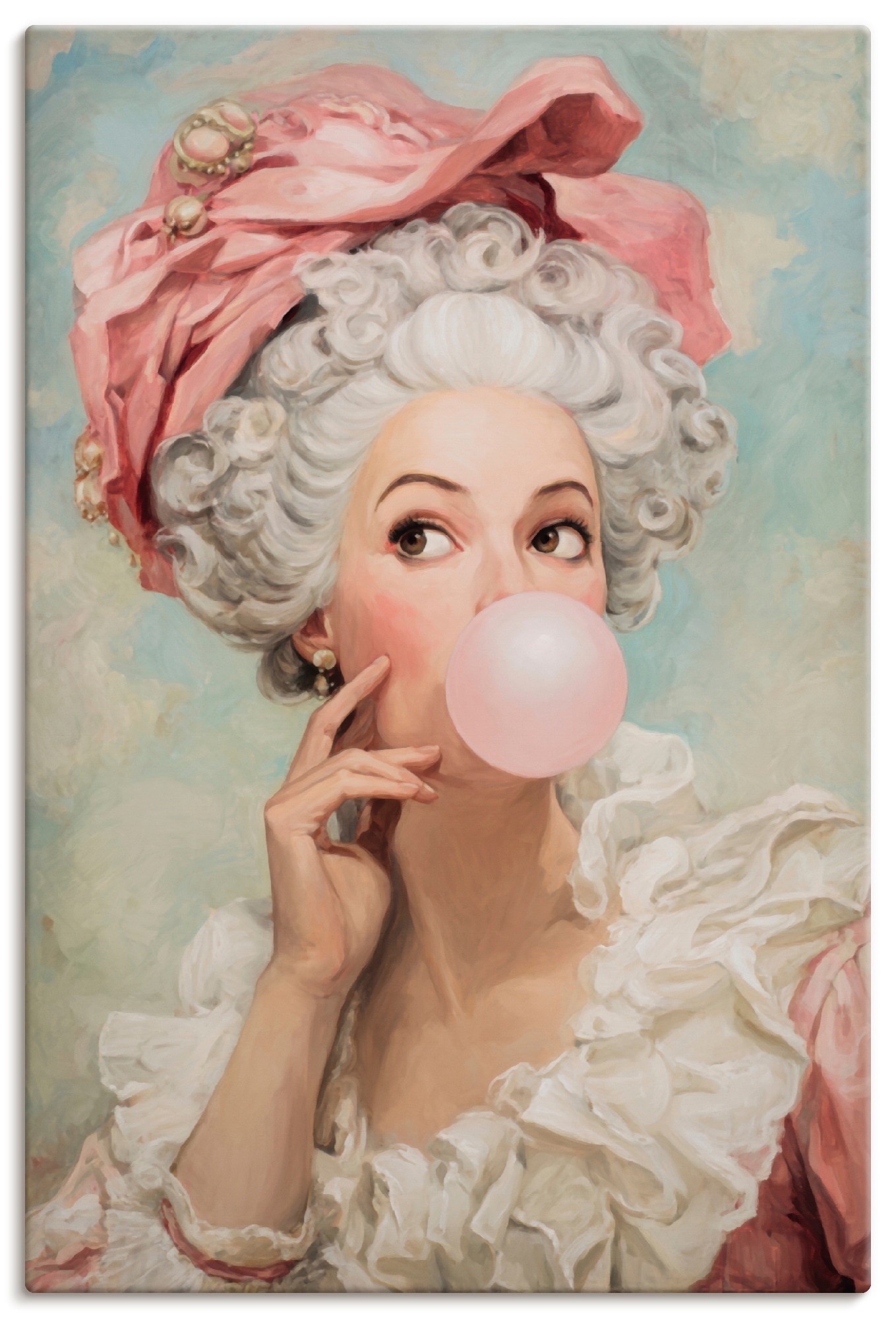 Wandbild ARTLAND "Kaugummi Rebellin Madame Pompadour", farbe bild(er): blau, B:40cm H:60cm, Bilder, als Alubild, Leinwandbild, Poster, Wandaufkleber in verschied. Größen