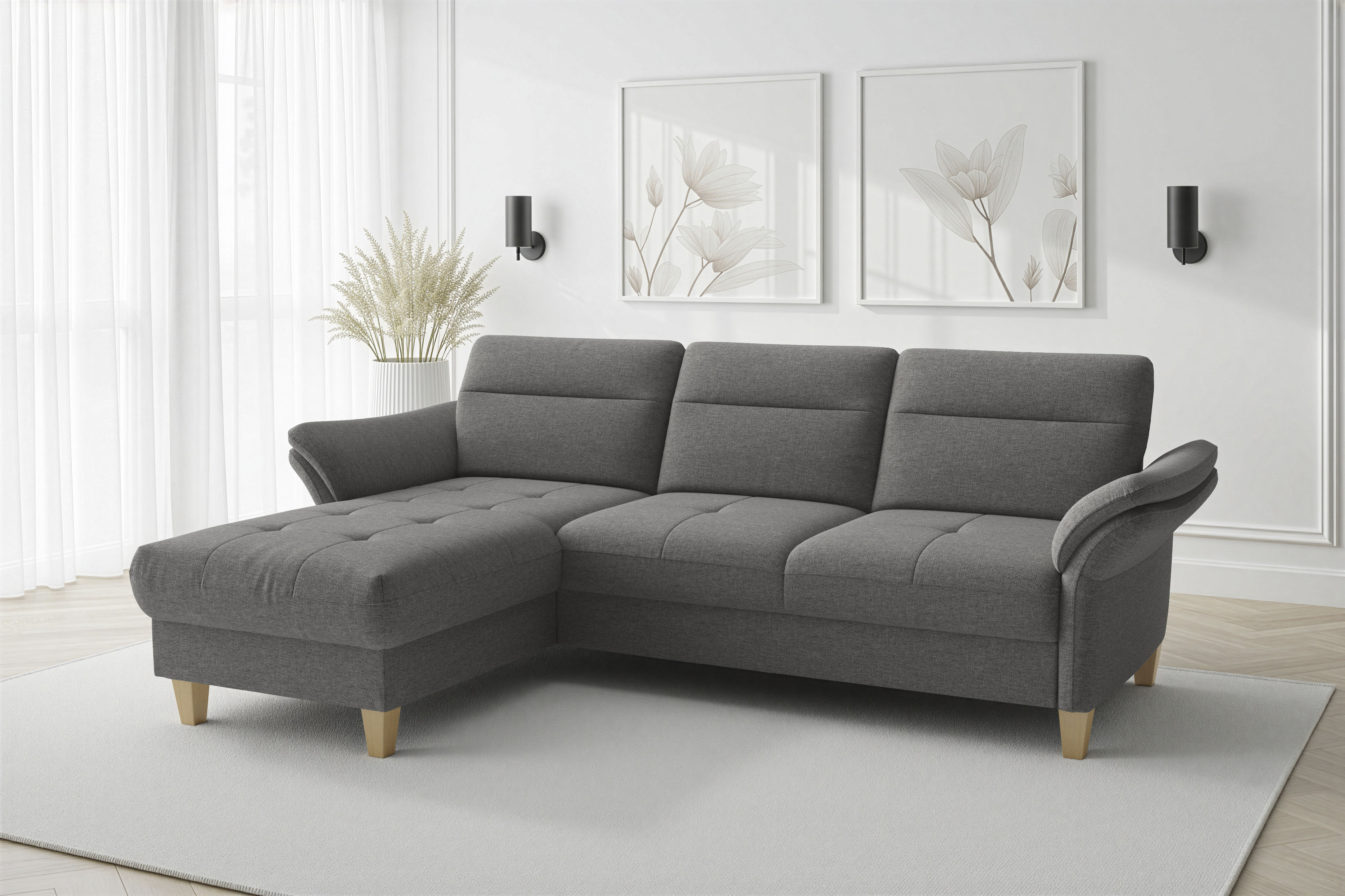 sit&more Ecksofa "Pamela L-Form, B: 230 cm, optional Schlaffunktion & Bettkasten" mit Federkern