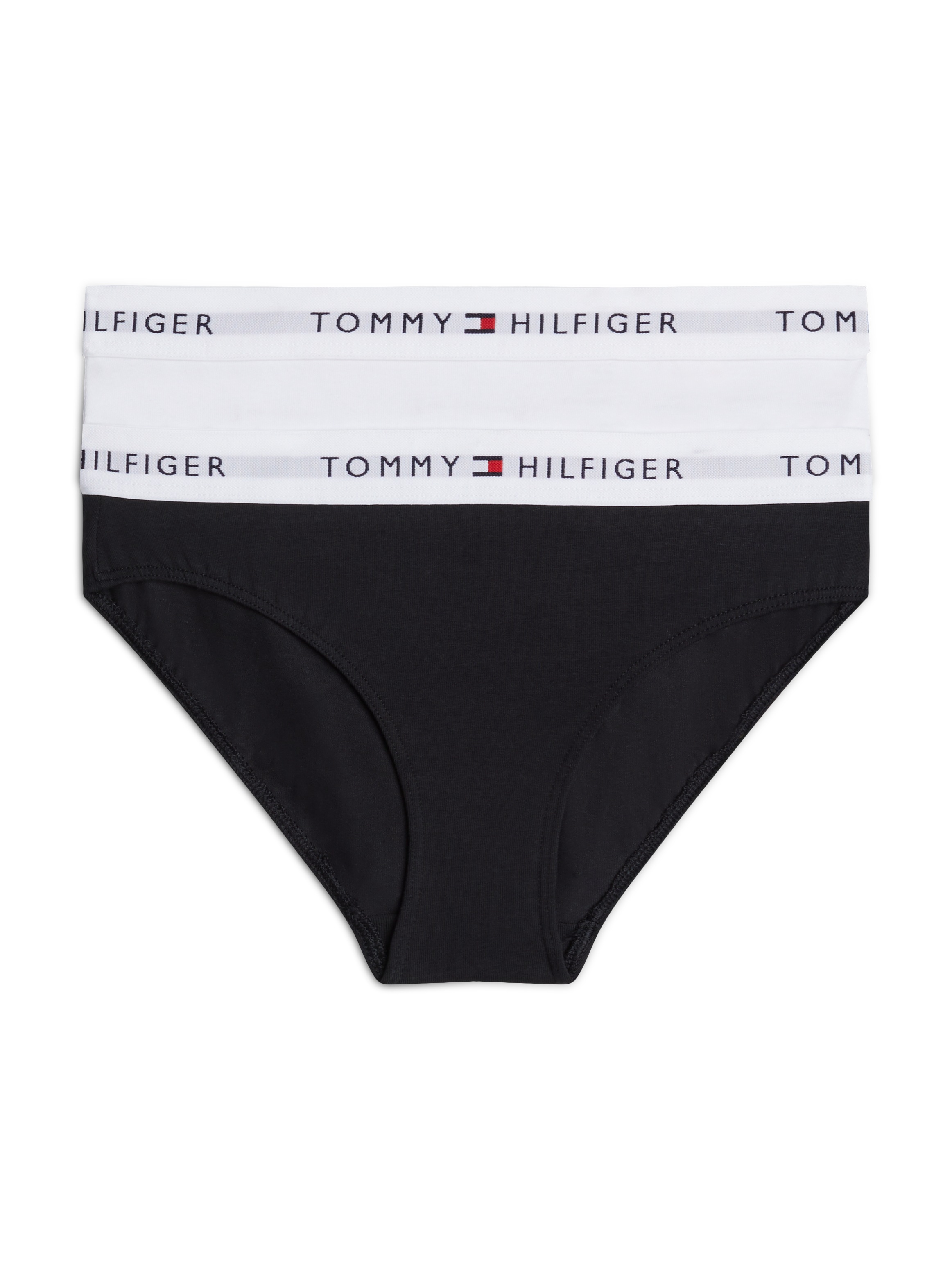 Mädchen Bikinislip "2 PK BIKINI mit elastischem Bund im 2er-Pack", TOMMY HILFIGER UNDERWEAR, Gr. 164, schwarz-weiß, Jersey, Obermaterial: 95%