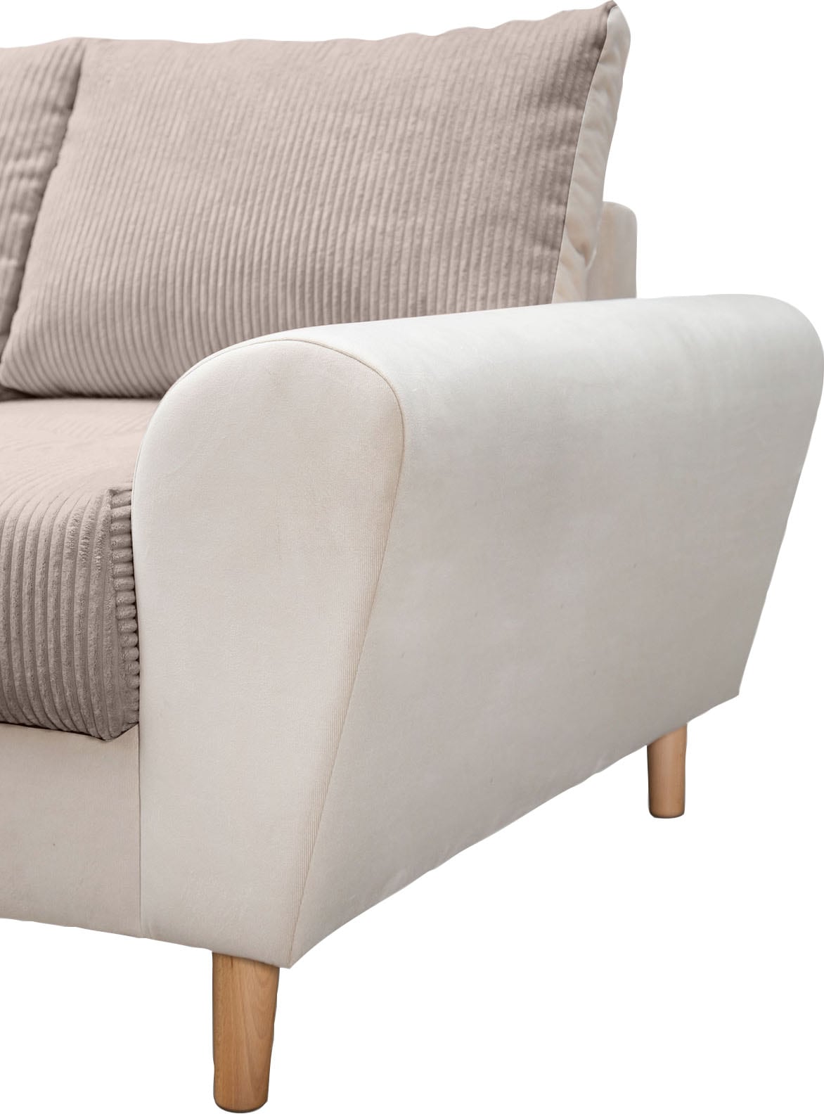 Home affaire Ecksofa »Rice L-Form«, (Set, mit Hocker), mit Bonnellfederkern, Hocker & Kissen, Ottomane beidseitig montierbar