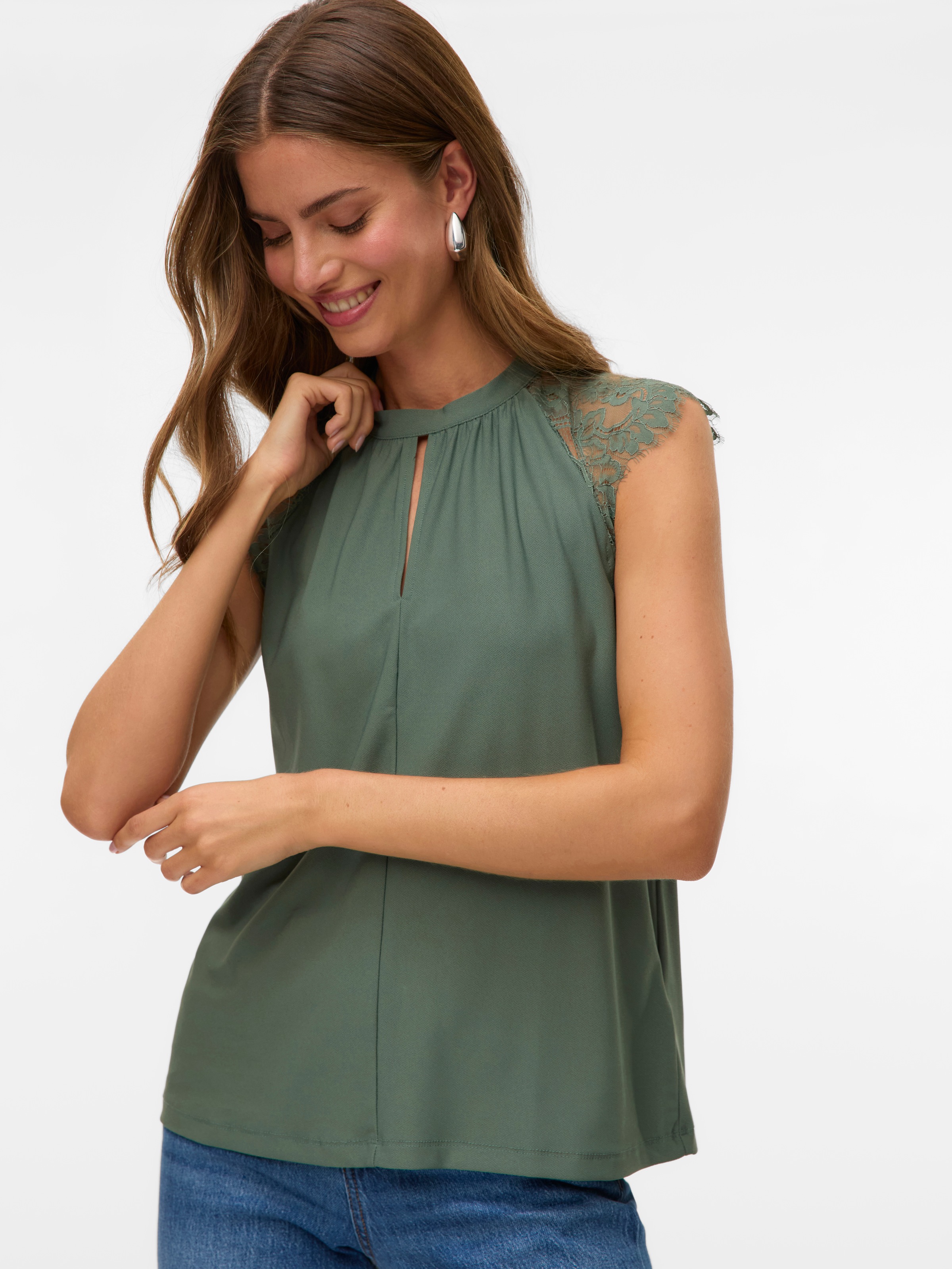 Vero Moda Spitzentop "VMMILLA SL LACE TEE" günstig online kaufen