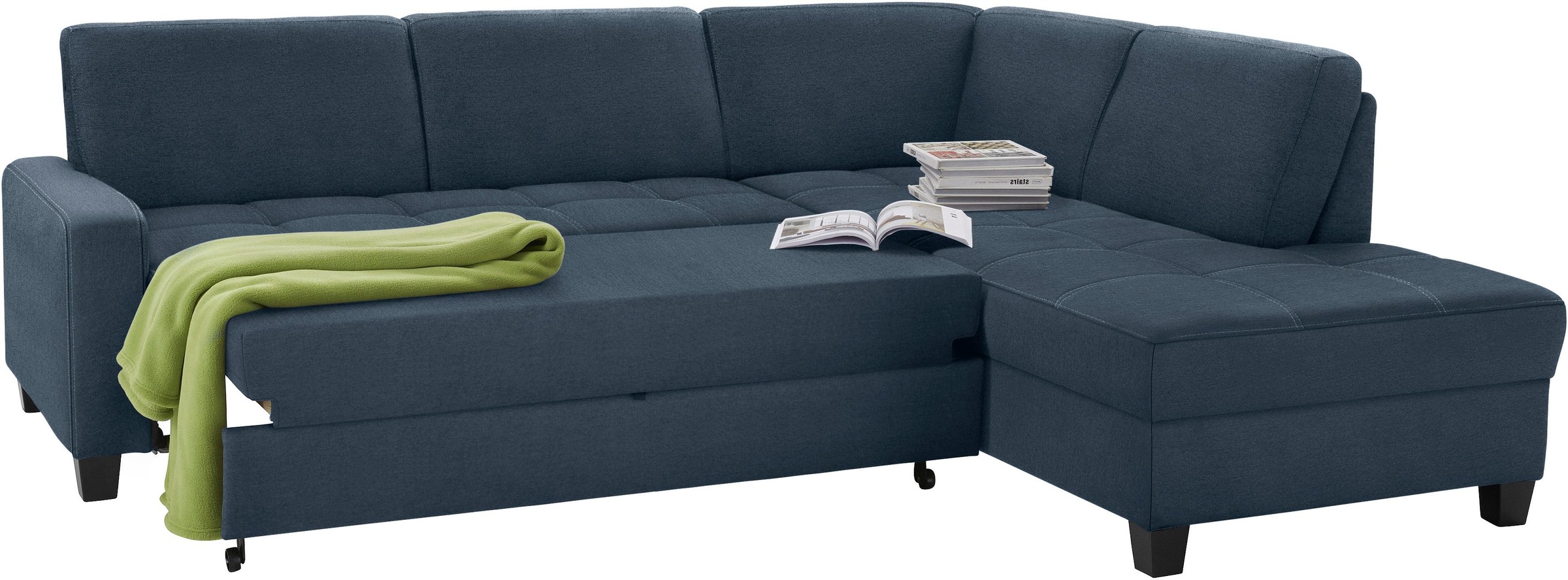 DOMO collection Ecksofa »Florentina zeitlos und elegant, Sitznähte als Designelement, L-Form«, wahlweise mit Bettfunktion, mit Kontrastnaht, Komfortsitzhöhe 47cm